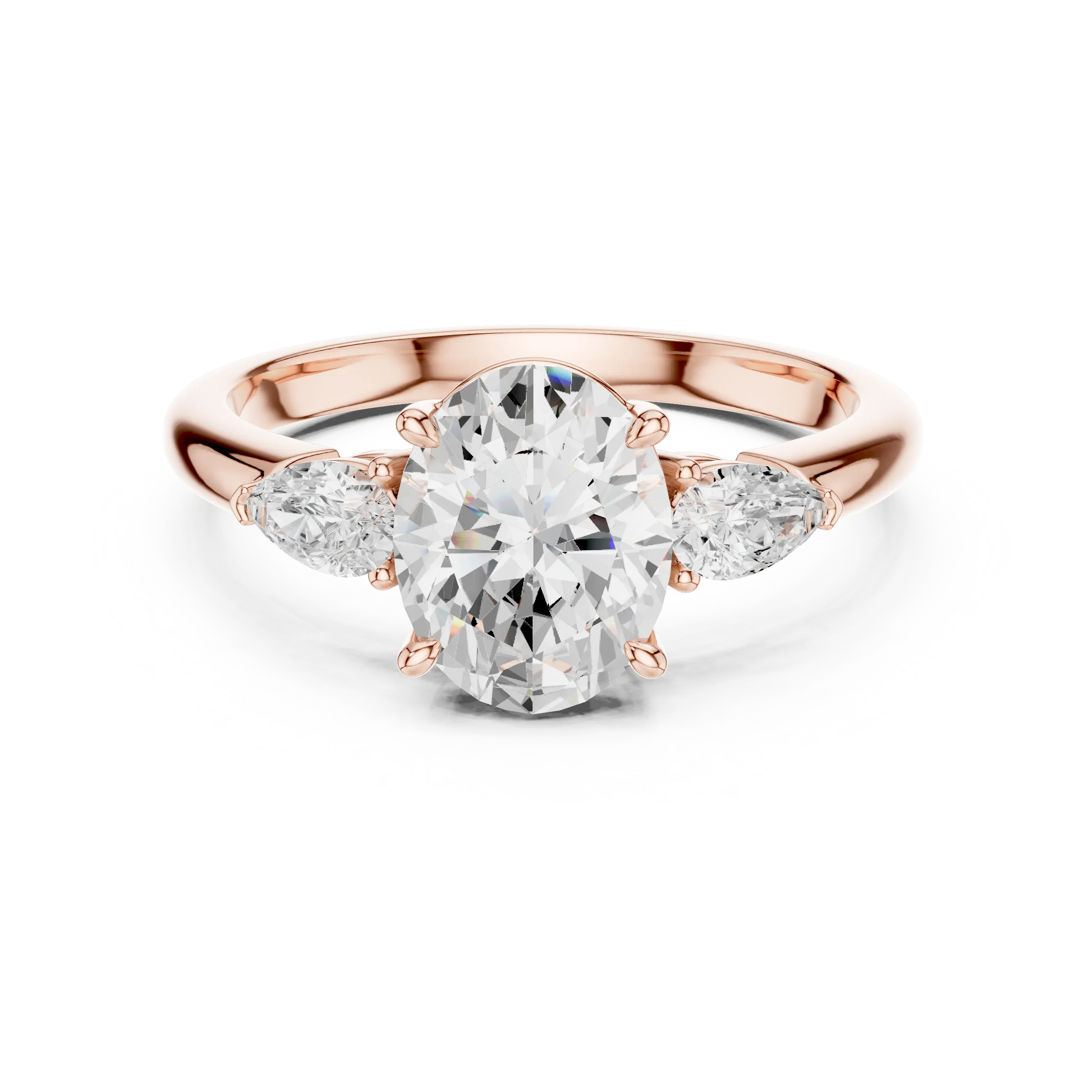 Oval Cut Diamond Three-Stone Engagement Ring
