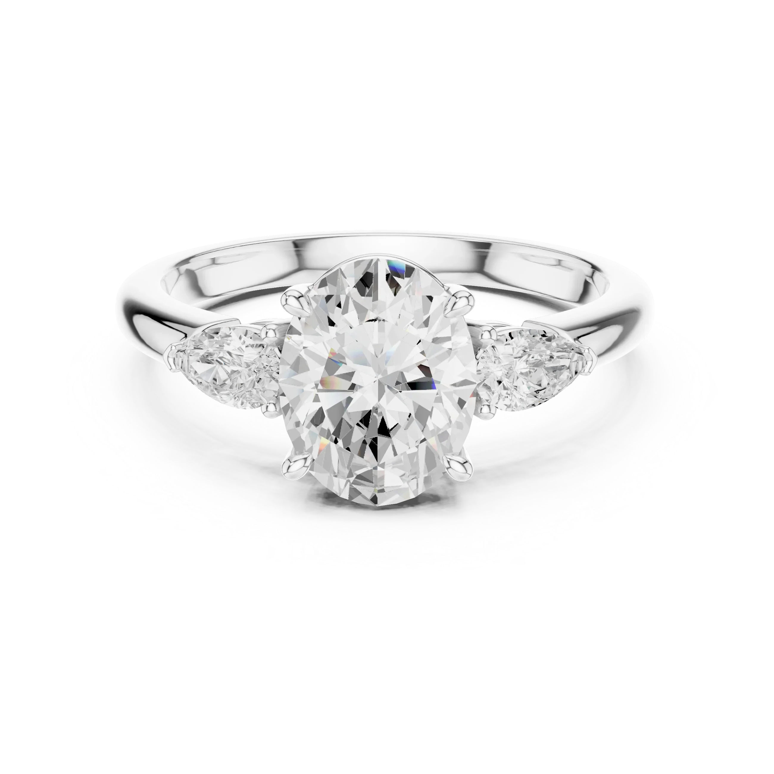 Oval Cut Diamond Three-Stone Engagement Ring