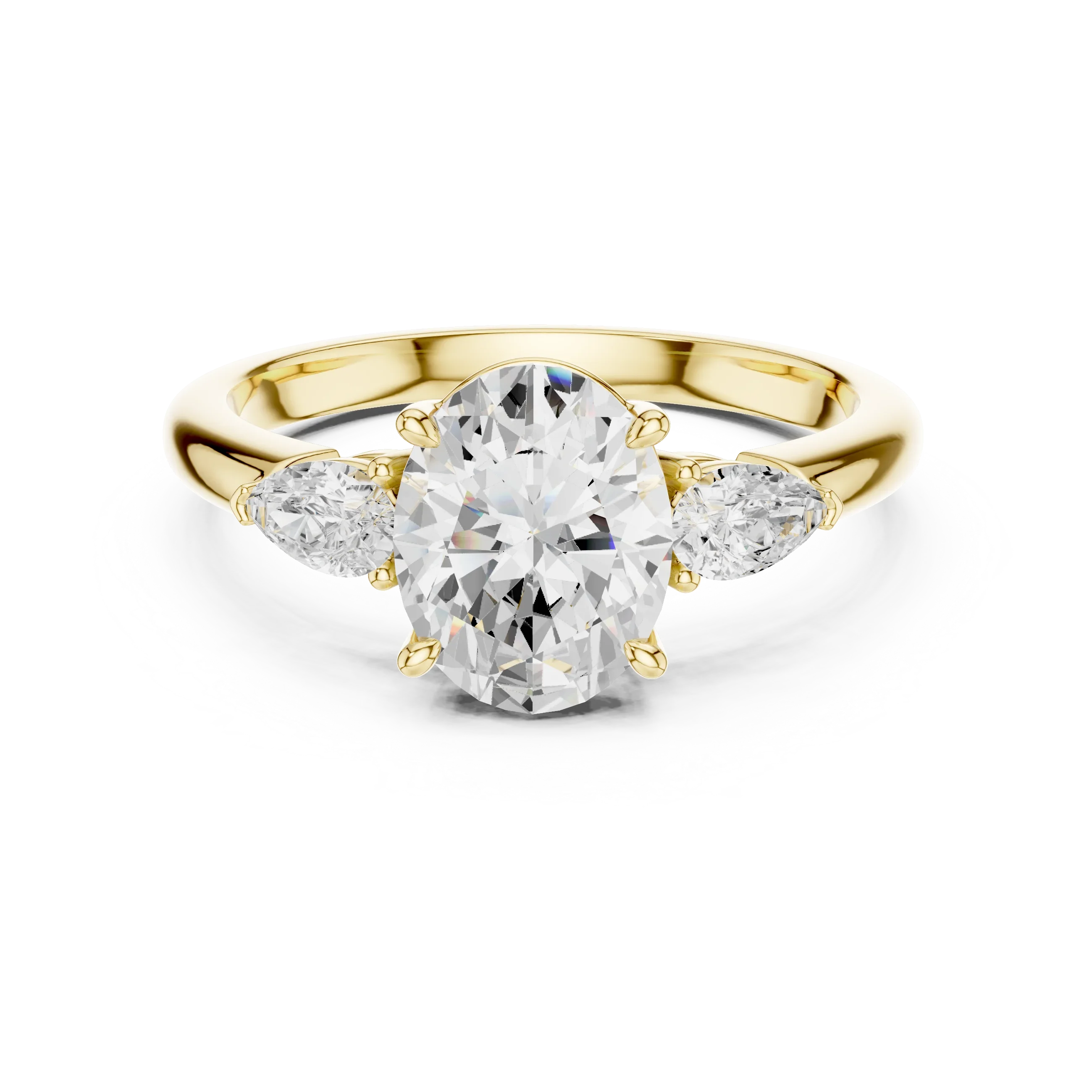 Oval Cut Diamond Three-Stone Engagement Ring
