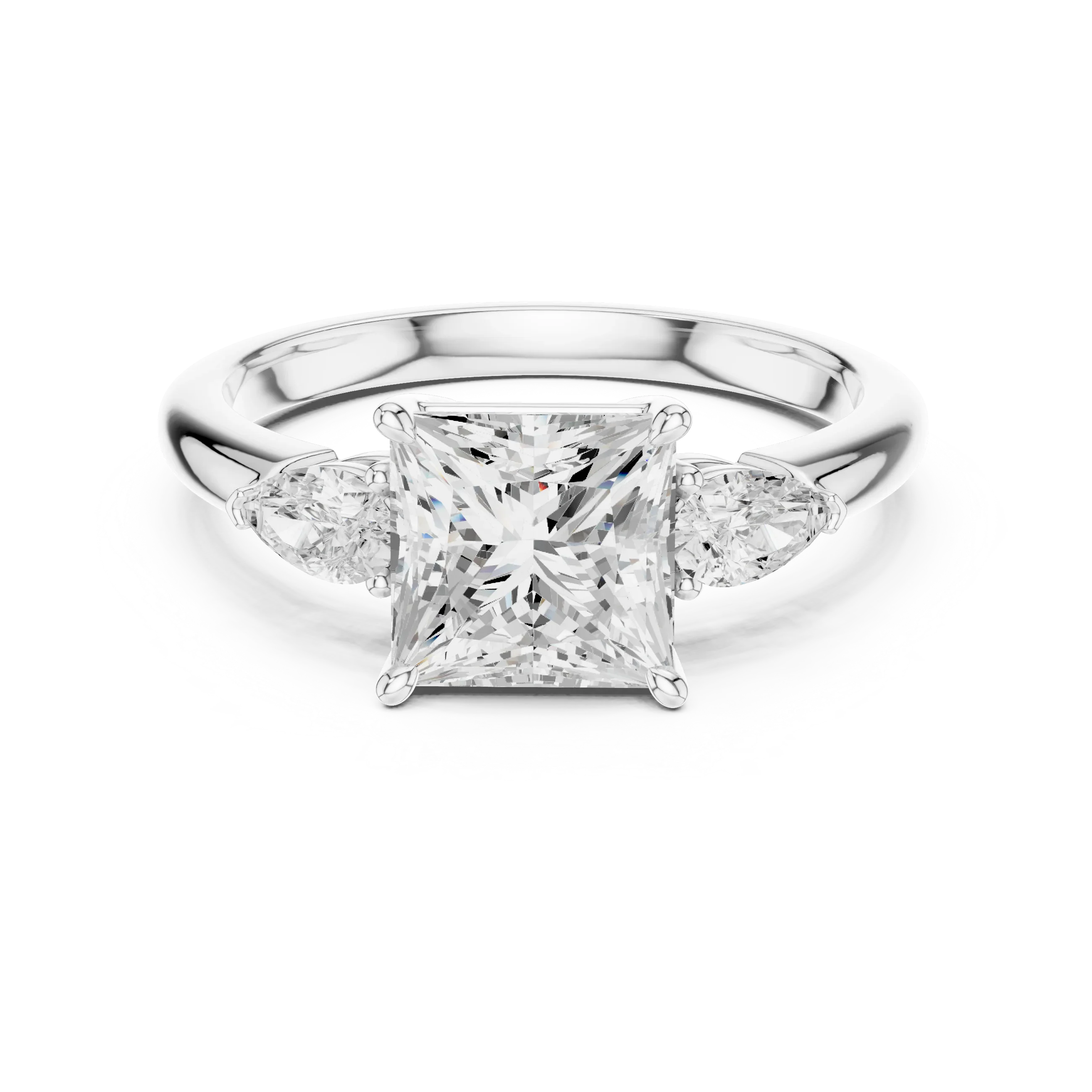 Princess Cut Diamond Three-Stone Engagement Ring