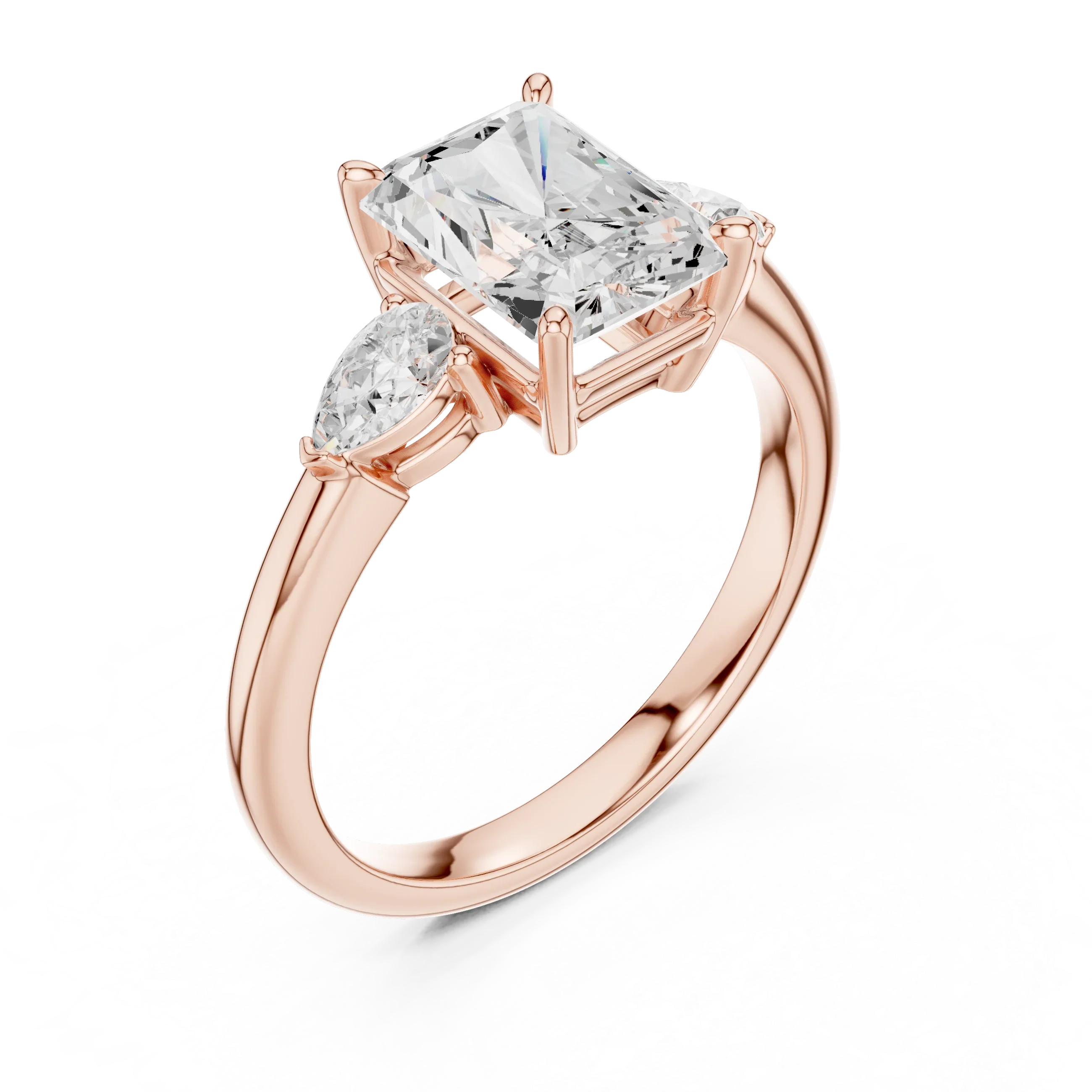Radiant Cut Diamond Three-Stone Engagement Ring