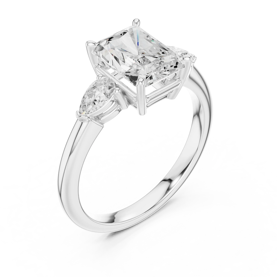 Radiant Cut Diamond Three-Stone Engagement Ring