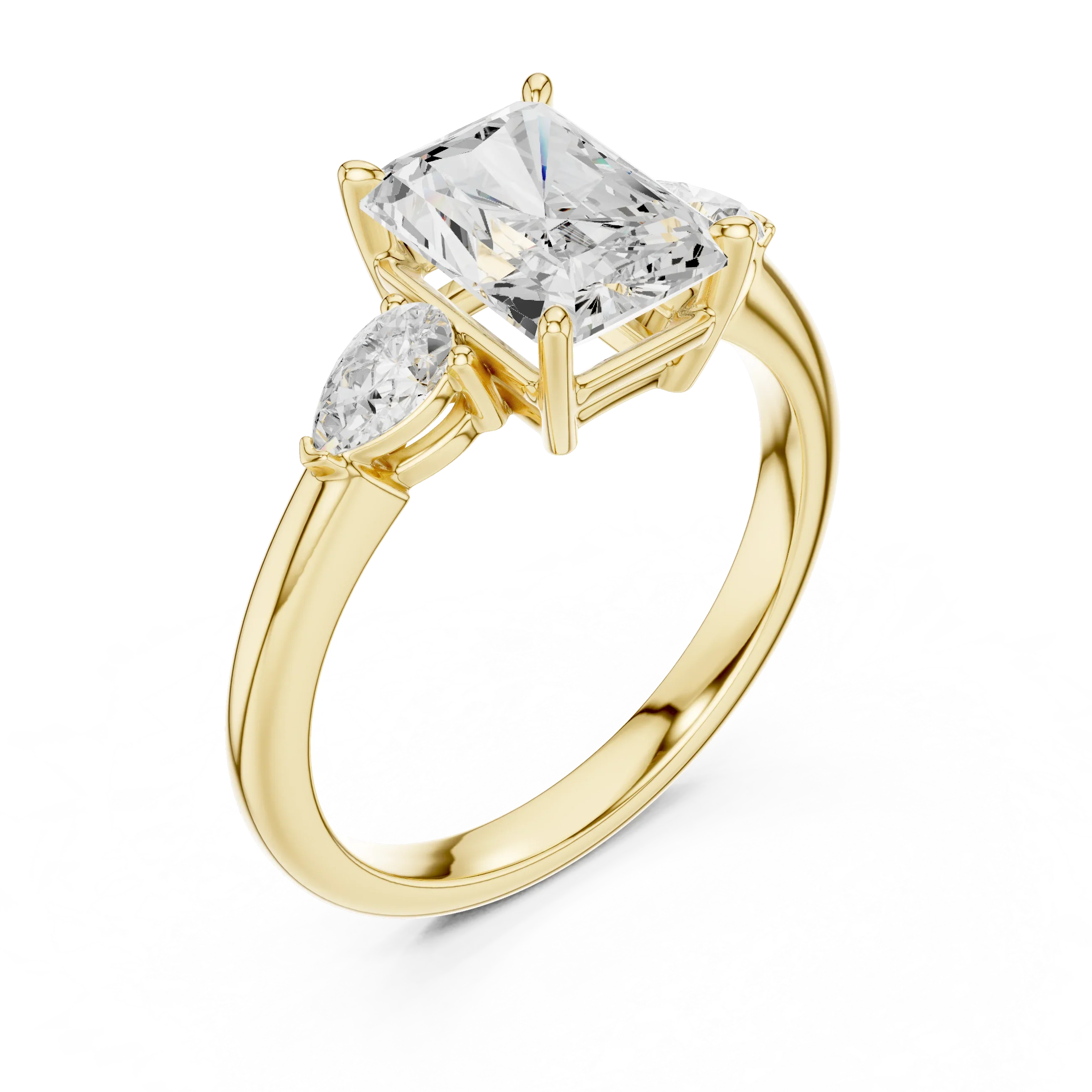 Radiant Cut Diamond Three-Stone Engagement Ring
