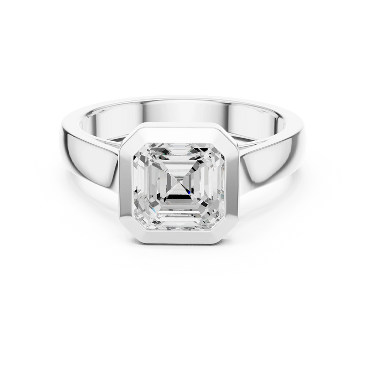 Asscher Cut Diamond Bezel Solitaire Engagement Ring