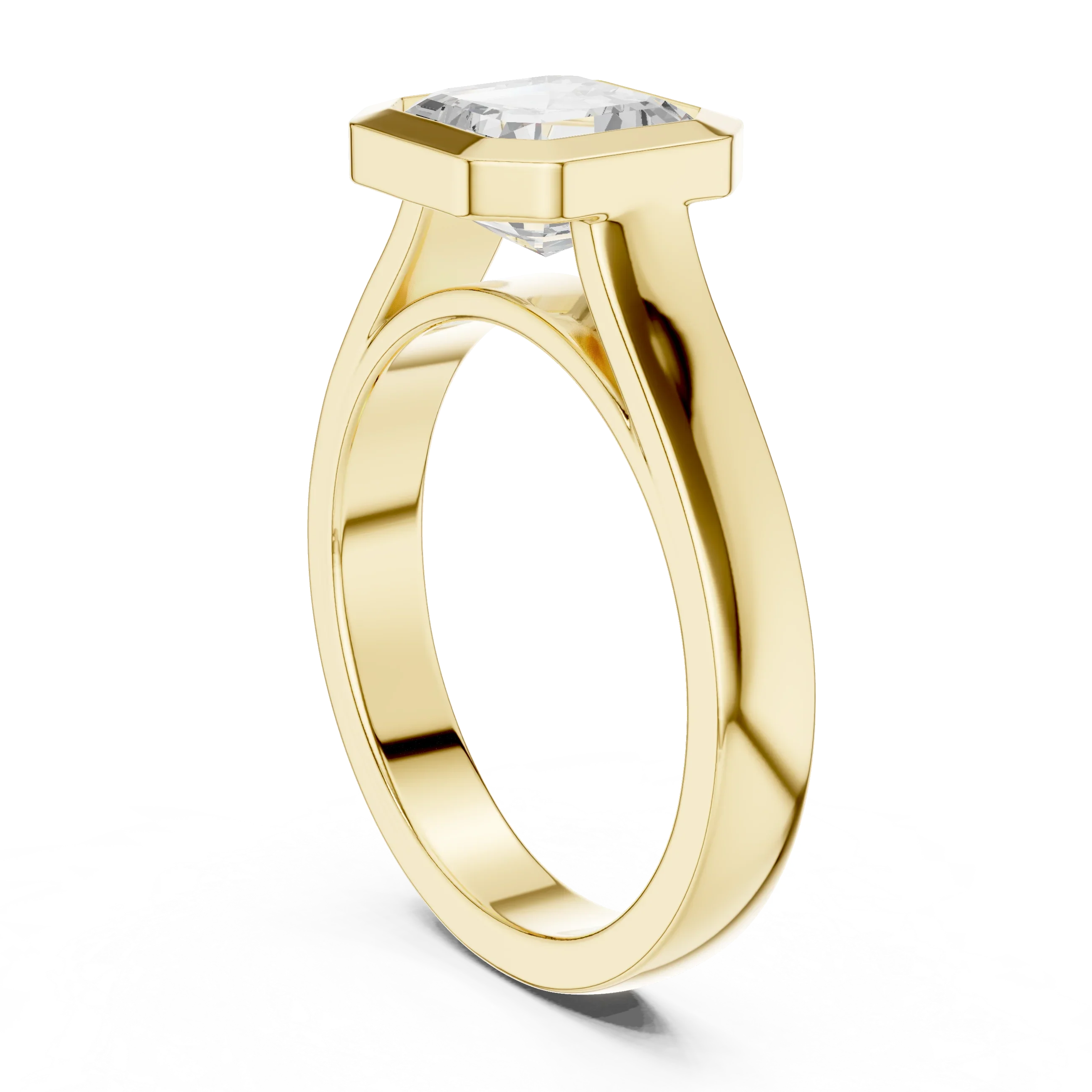 Asscher Cut Diamond Bezel Solitaire Engagement Ring