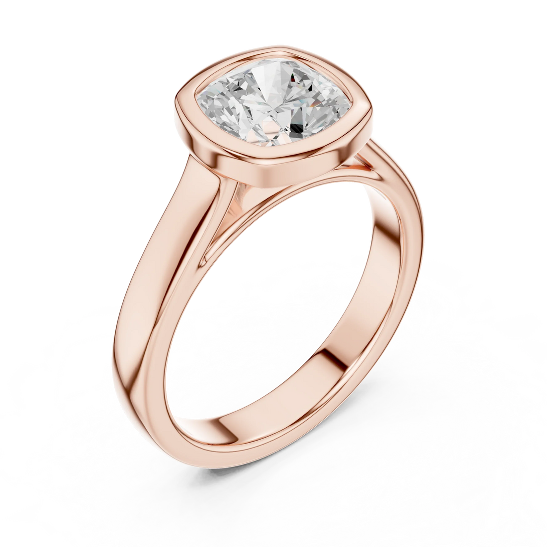 Cushion Cut Diamond Bezel Solitaire Engagement Ring