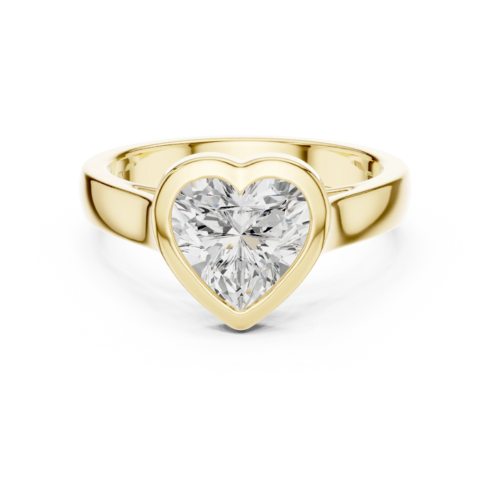 Heart Cut Diamond Bezel Solitaire Engagement Ring