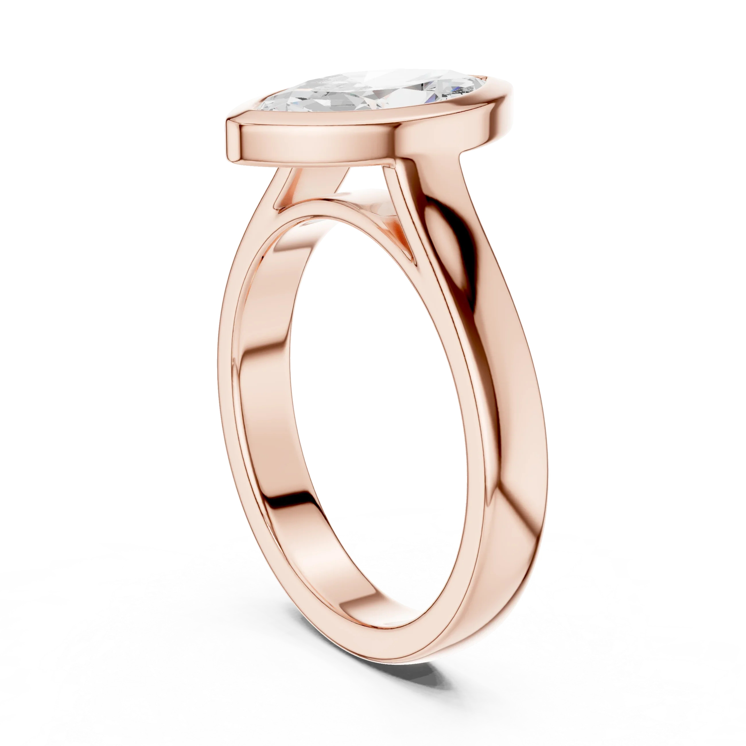 Marquise Cut Diamond Bezel Solitaire Engagement Ring