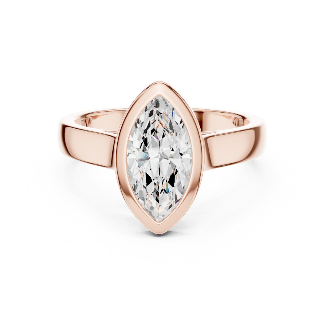 Marquise Cut Diamond Bezel Solitaire Engagement Ring