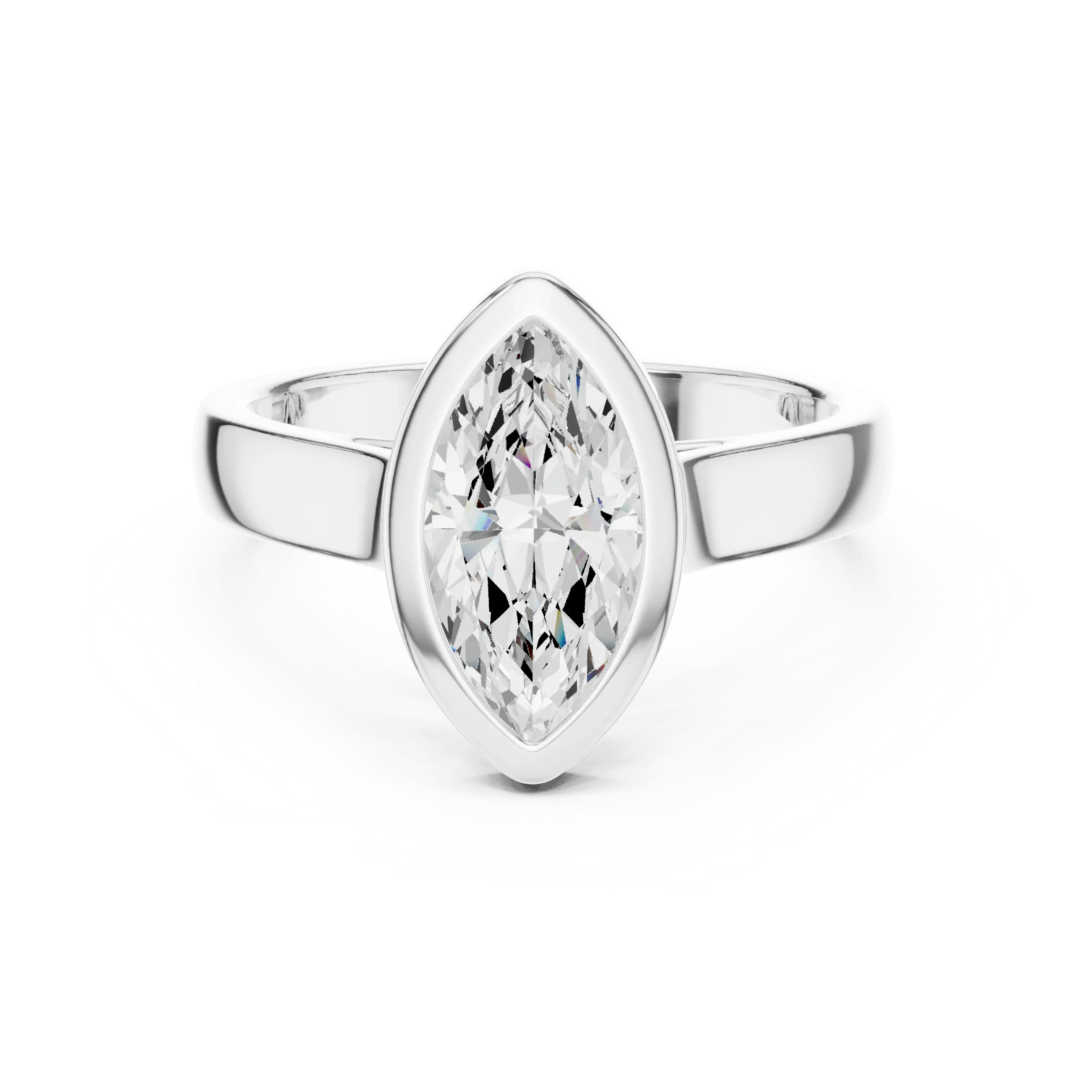 Marquise Cut Diamond Bezel Solitaire Engagement Ring