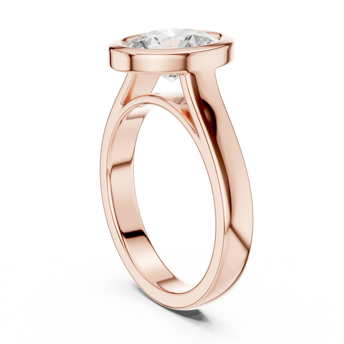 Oval Cut Diamond Bezel Solitaire Engagement Ring