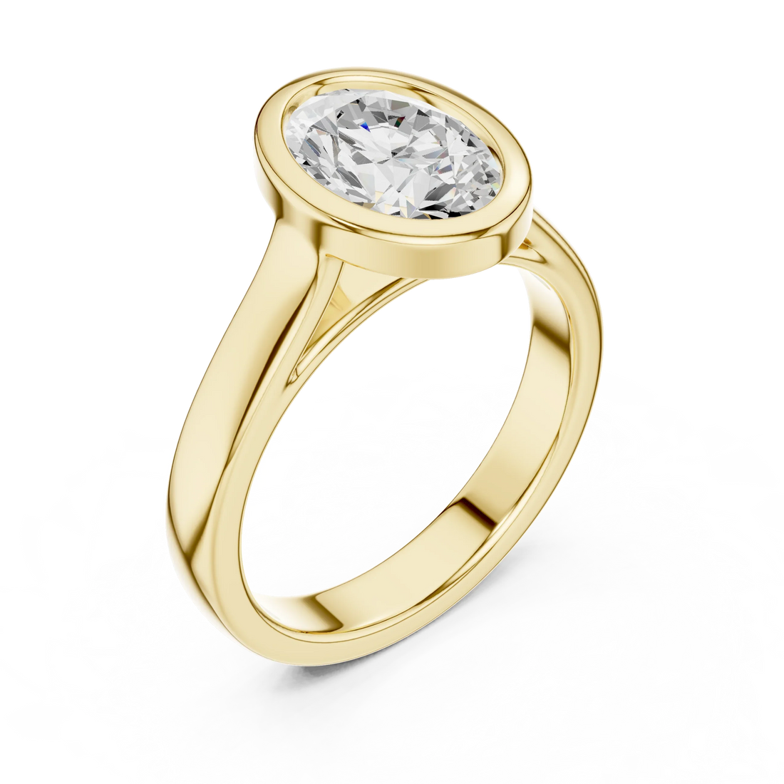 Oval Cut Diamond Bezel Solitaire Engagement Ring