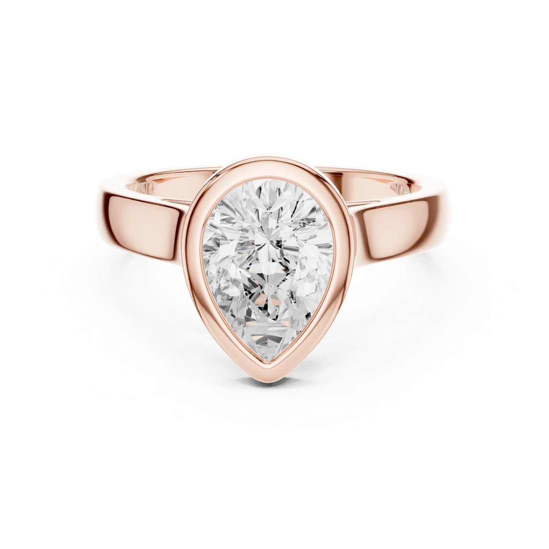 Pear Cut Diamond Bezel Solitaire Engagement Ring