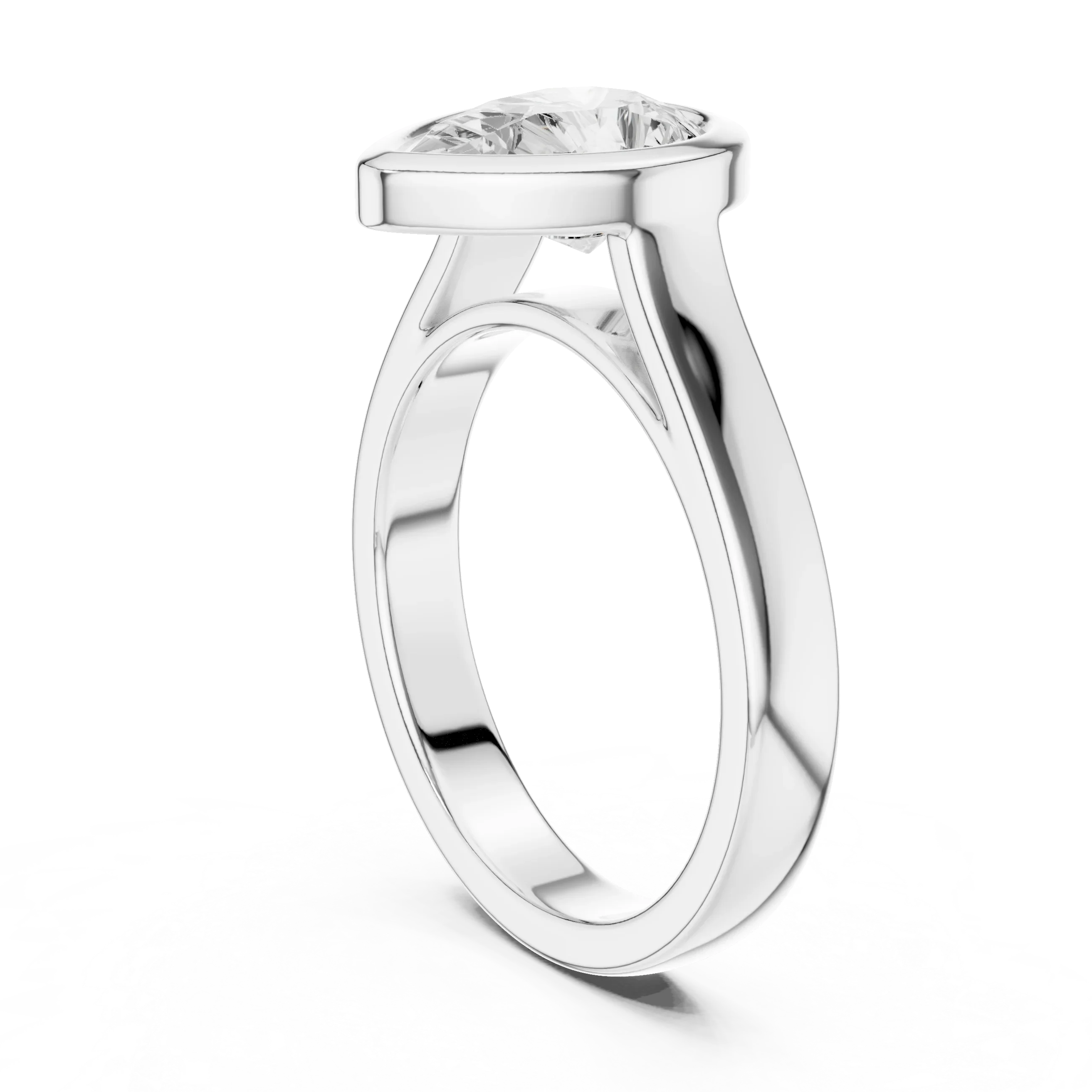 Pear Cut Diamond Bezel Solitaire Engagement Ring