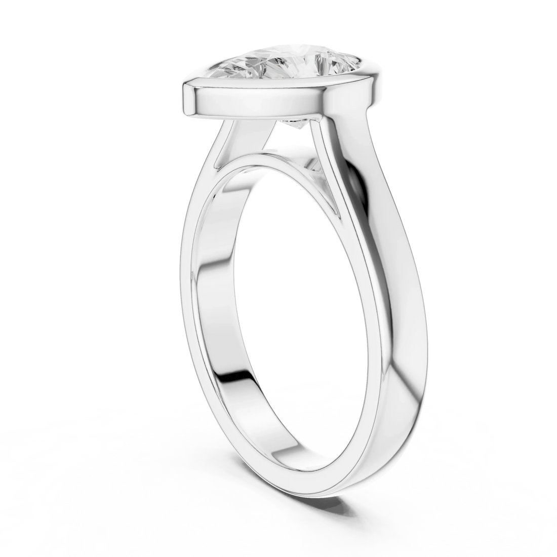 Pear Cut Diamond Bezel Solitaire Engagement Ring