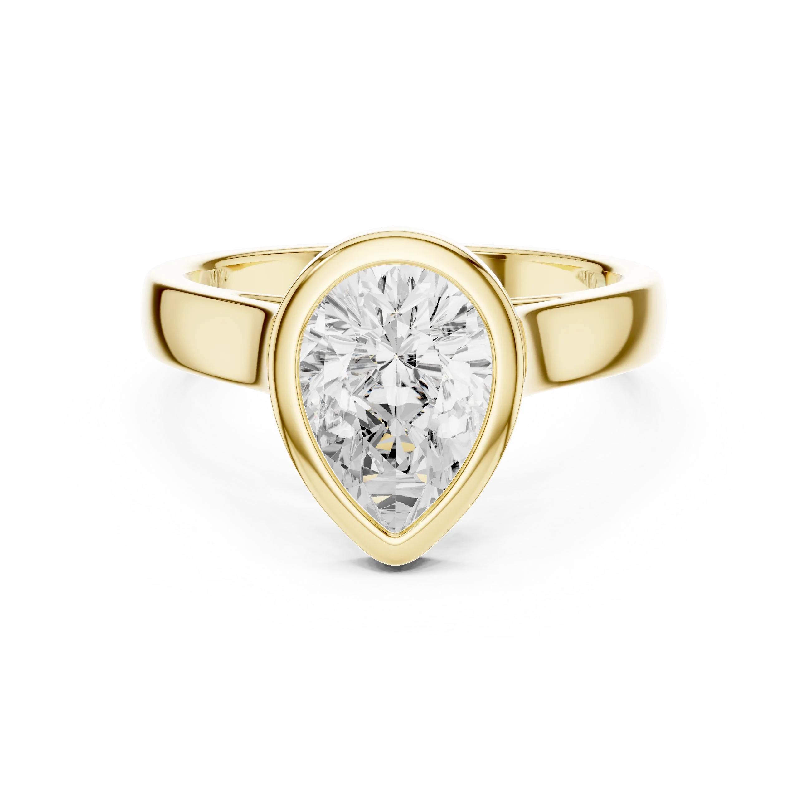 Pear Cut Diamond Bezel Solitaire Engagement Ring