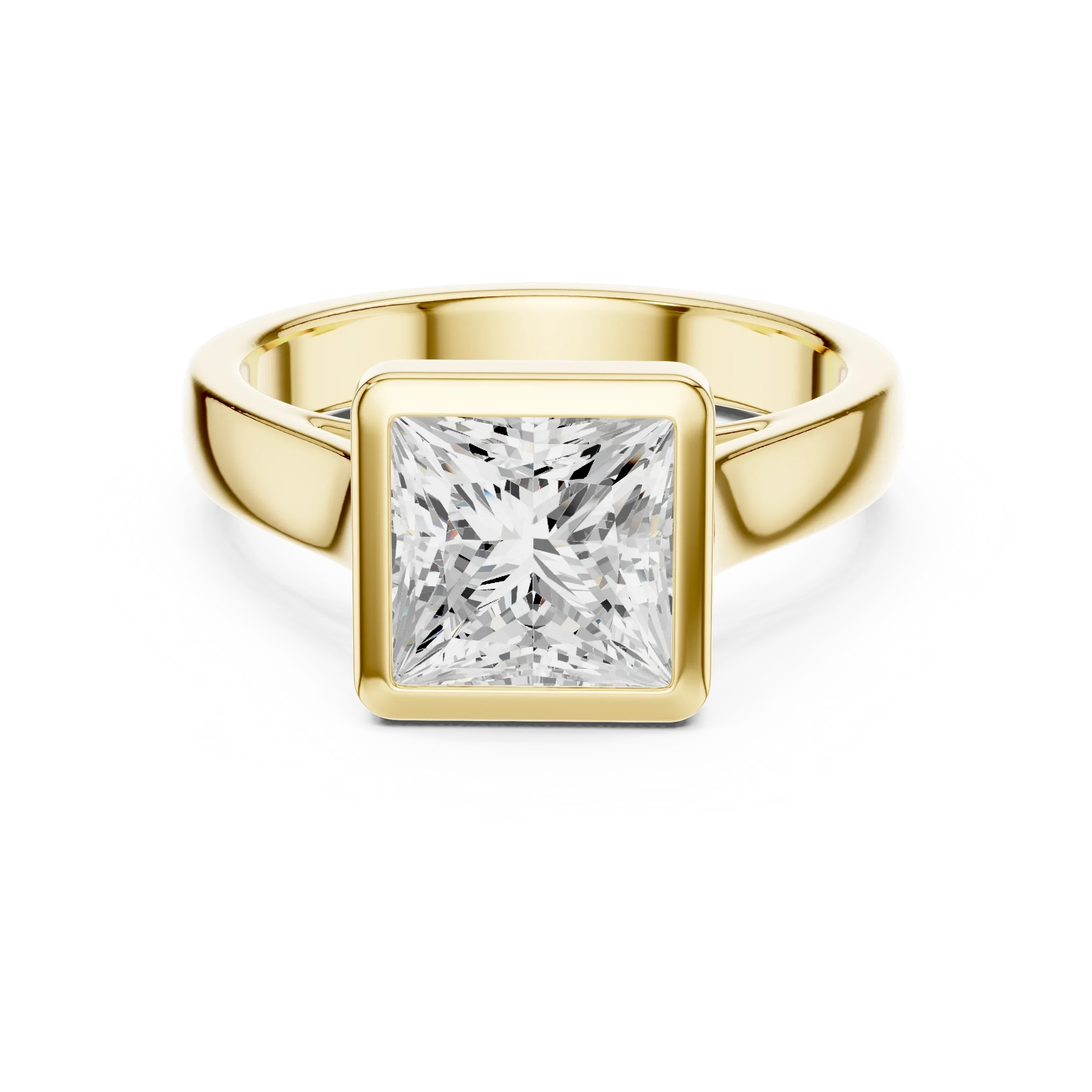 Princess Cut Diamond Bezel Solitaire Engagement Ring