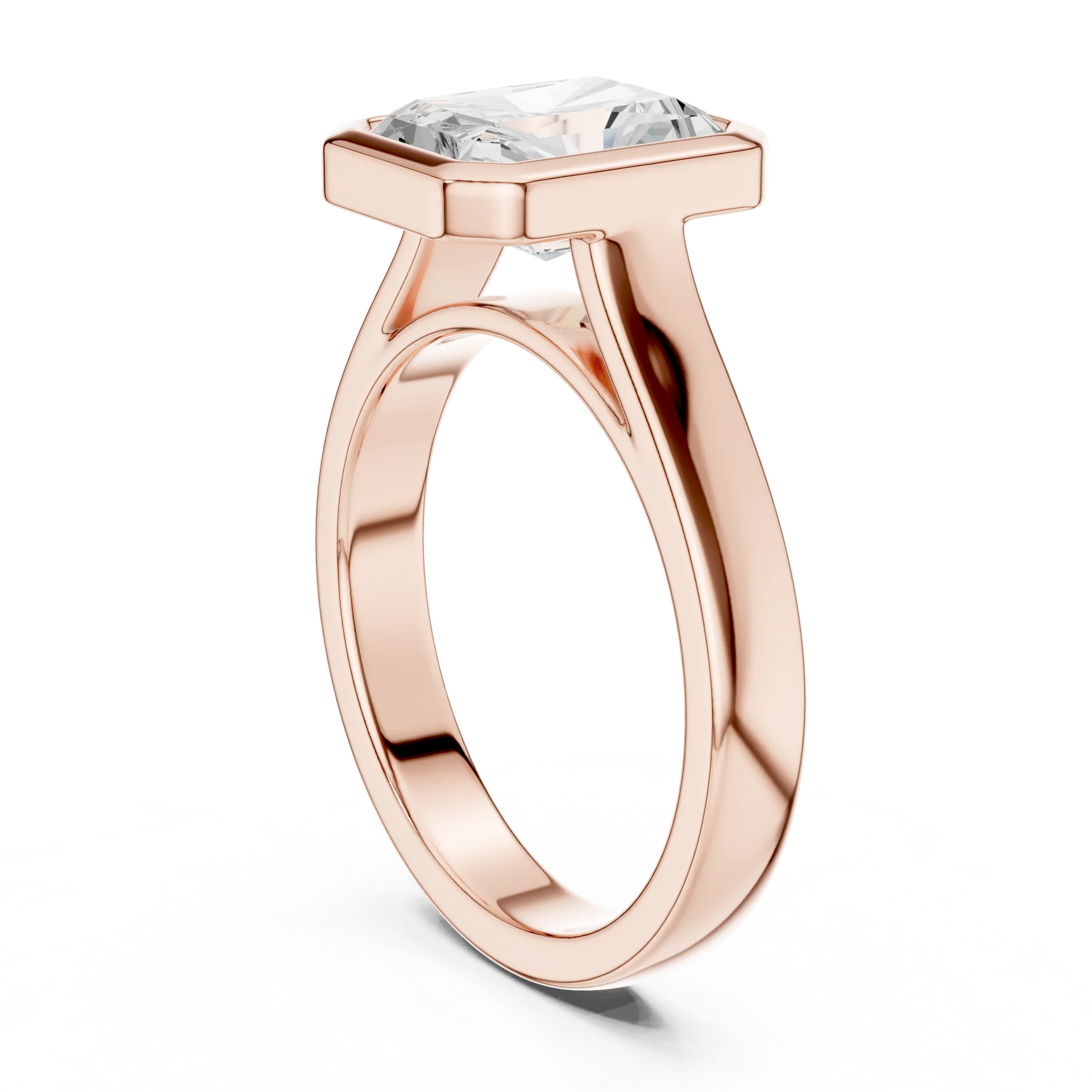 Radiant Cut Diamond Bezel Solitaire Engagement Ring