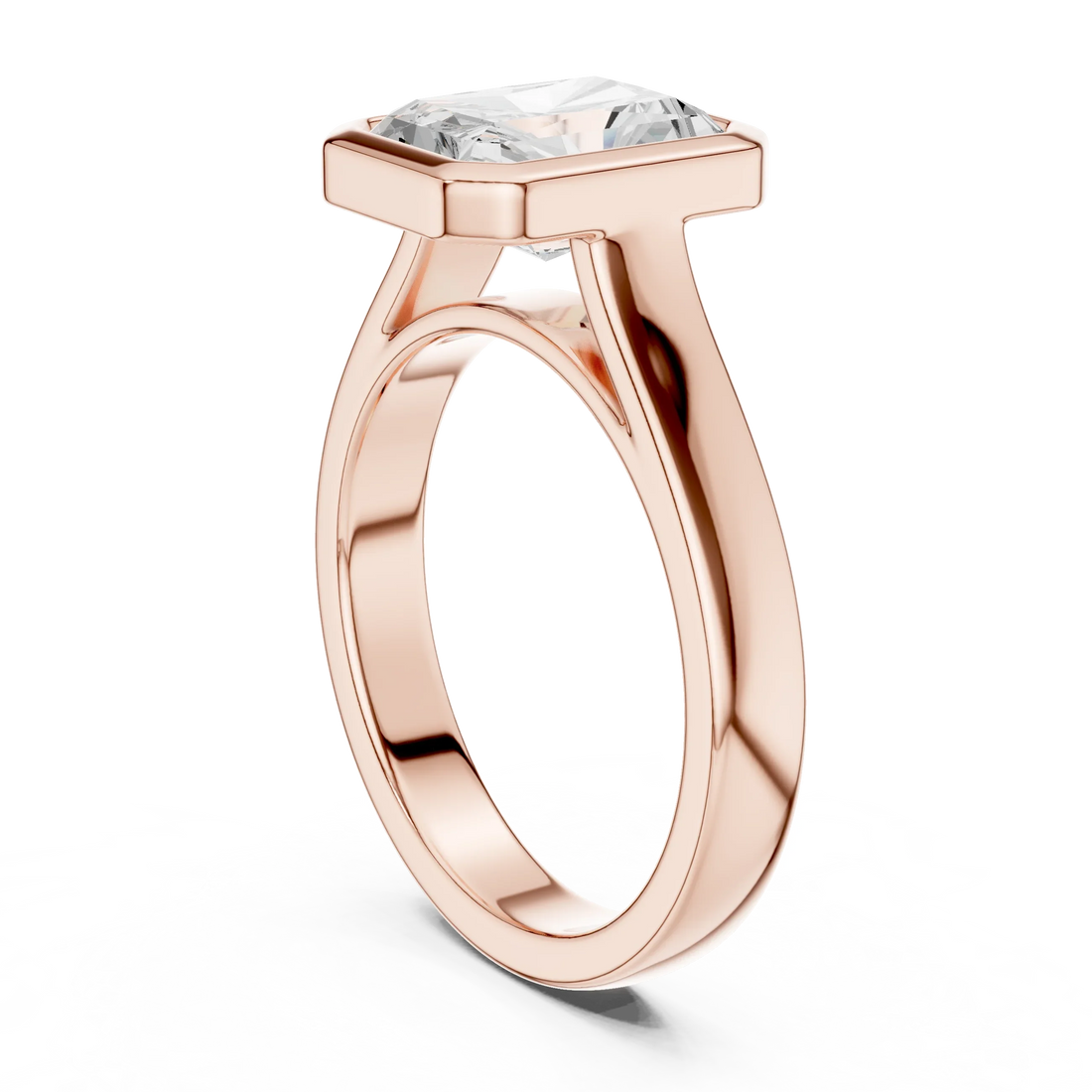 Radiant Cut Diamond Bezel Solitaire Engagement Ring