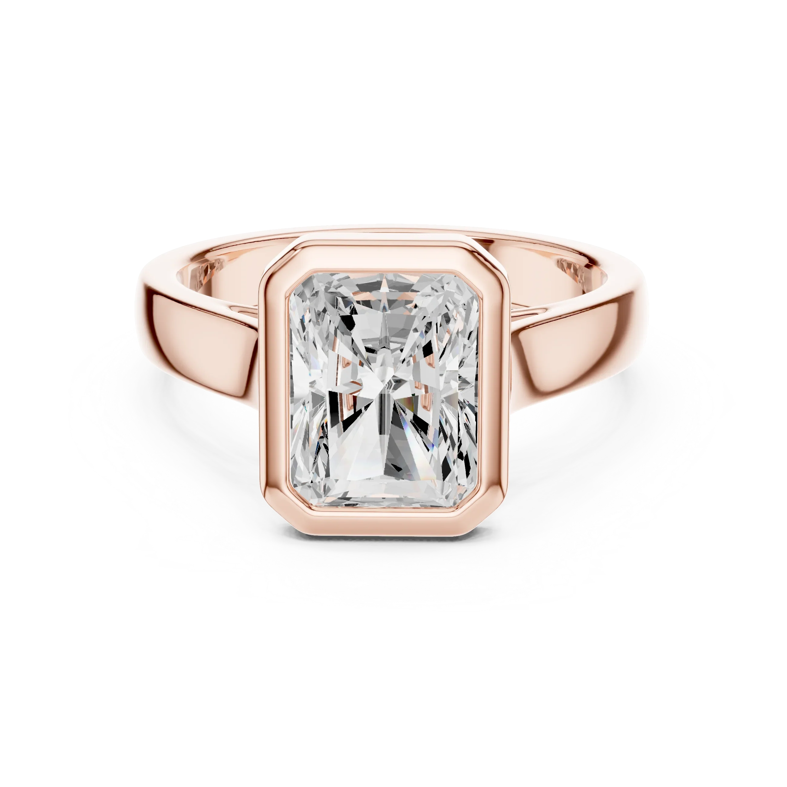 Radiant Cut Diamond Bezel Solitaire Engagement Ring