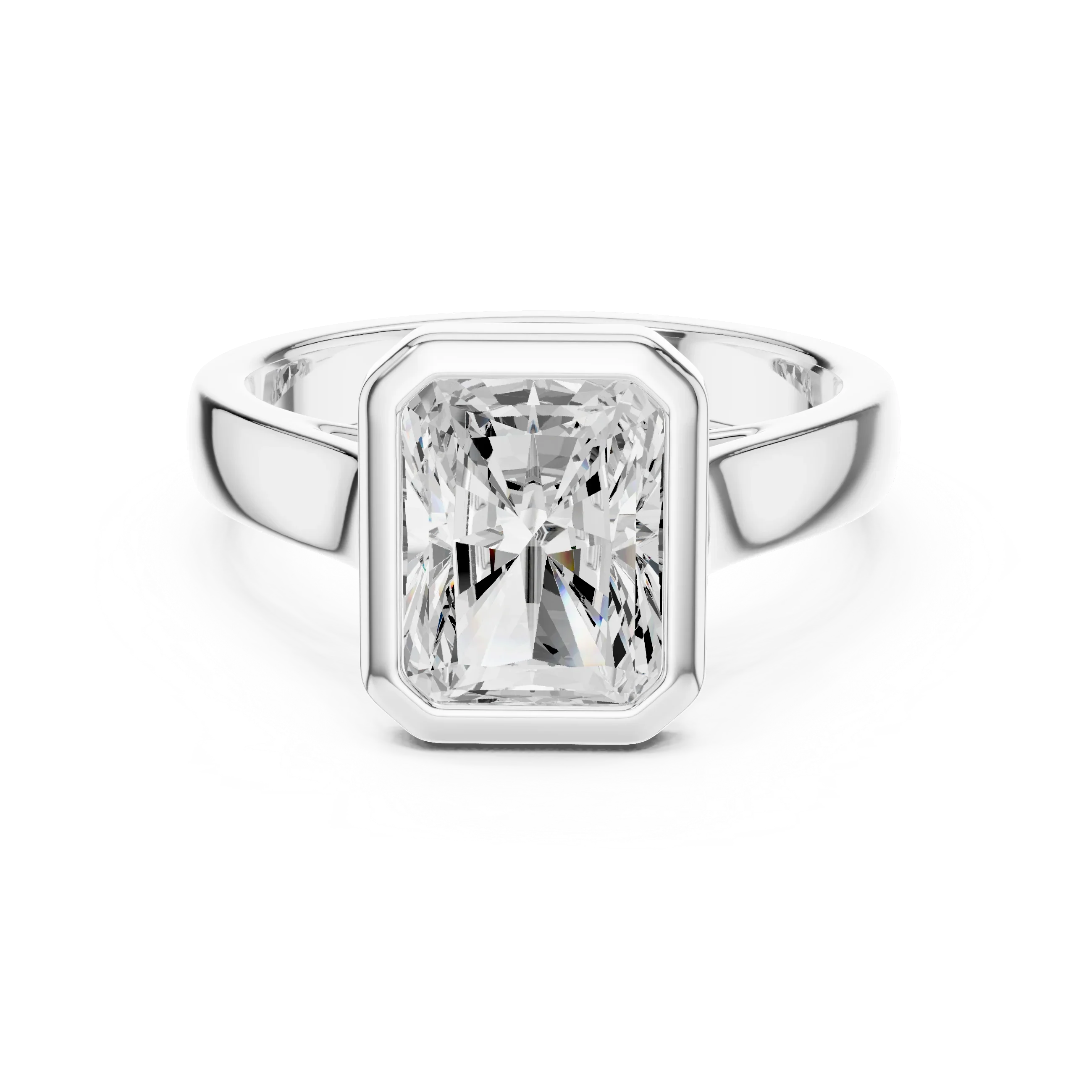 Radiant Cut Diamond Bezel Solitaire Engagement Ring