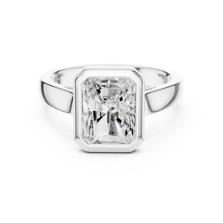 Radiant Cut Diamond Bezel Solitaire Engagement Ring