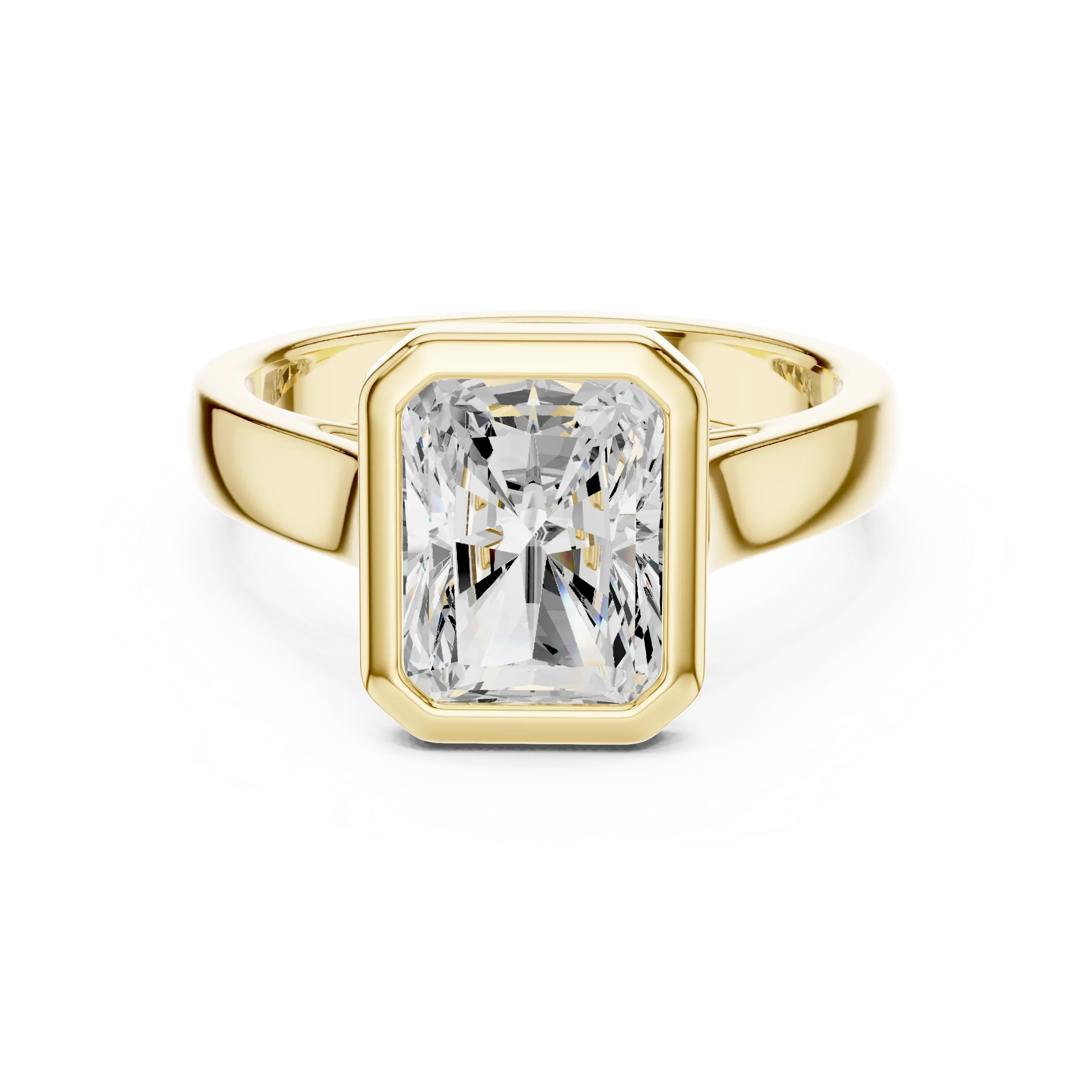 Radiant Cut Diamond Bezel Solitaire Engagement Ring