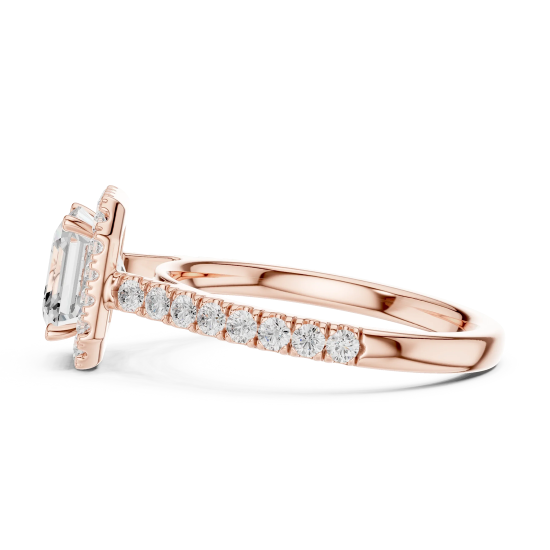 Asscher Shape Diamond Halo Engagement Ring