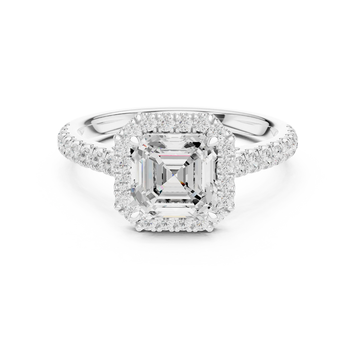 Asscher Shape Diamond Halo Engagement Ring