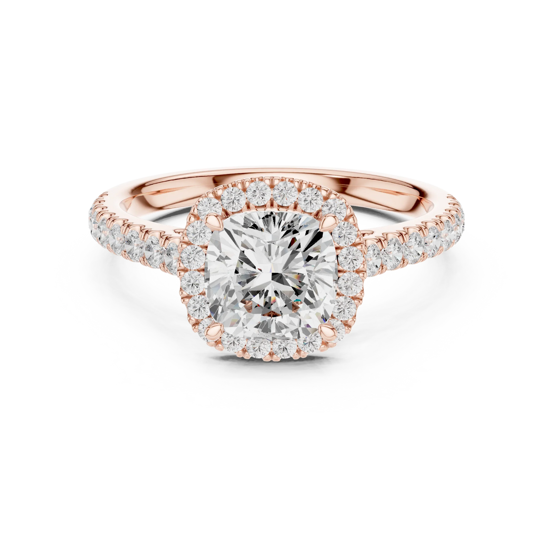 Cushion Shape Diamond Halo Engagement Ring