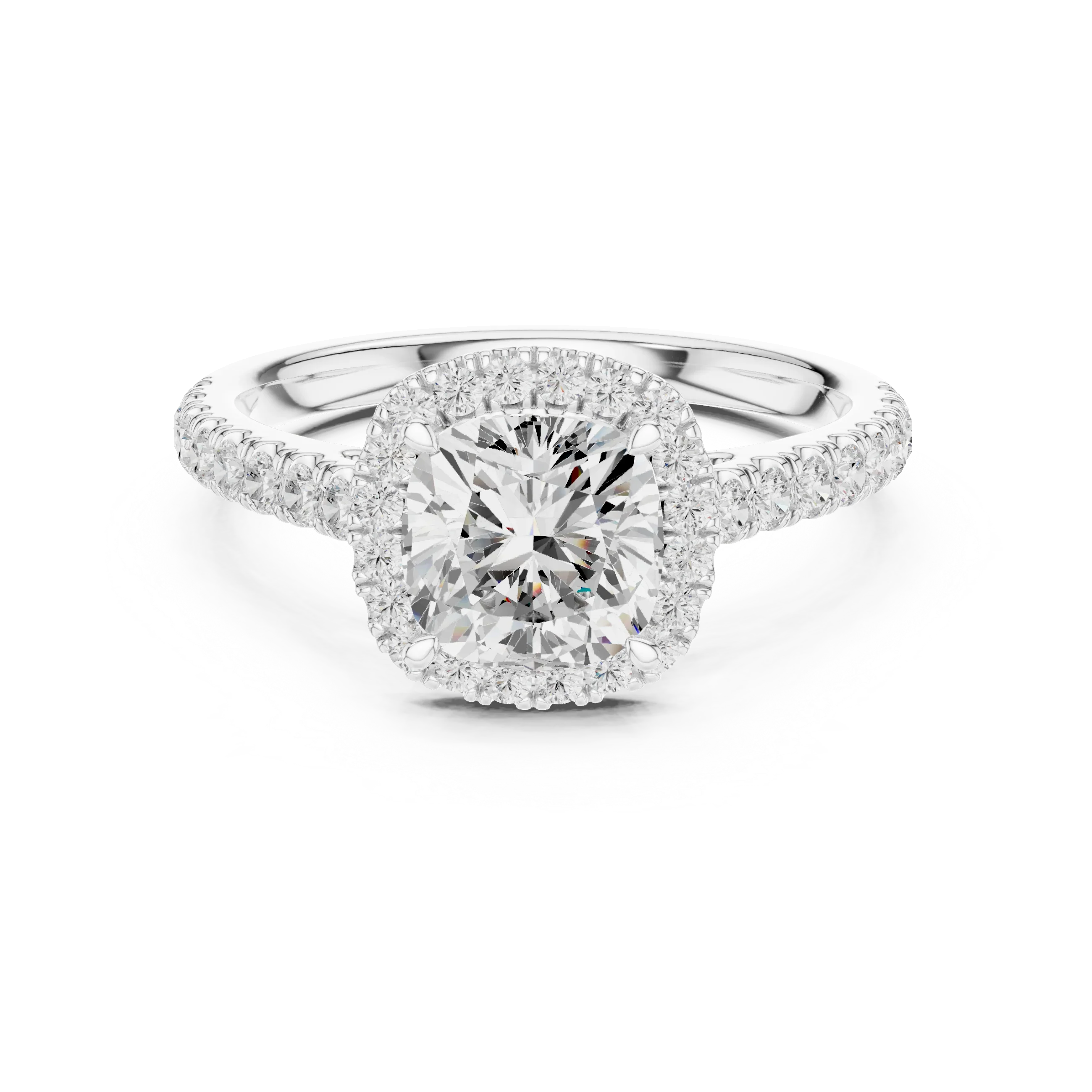 Cushion Shape Diamond Halo Engagement Ring