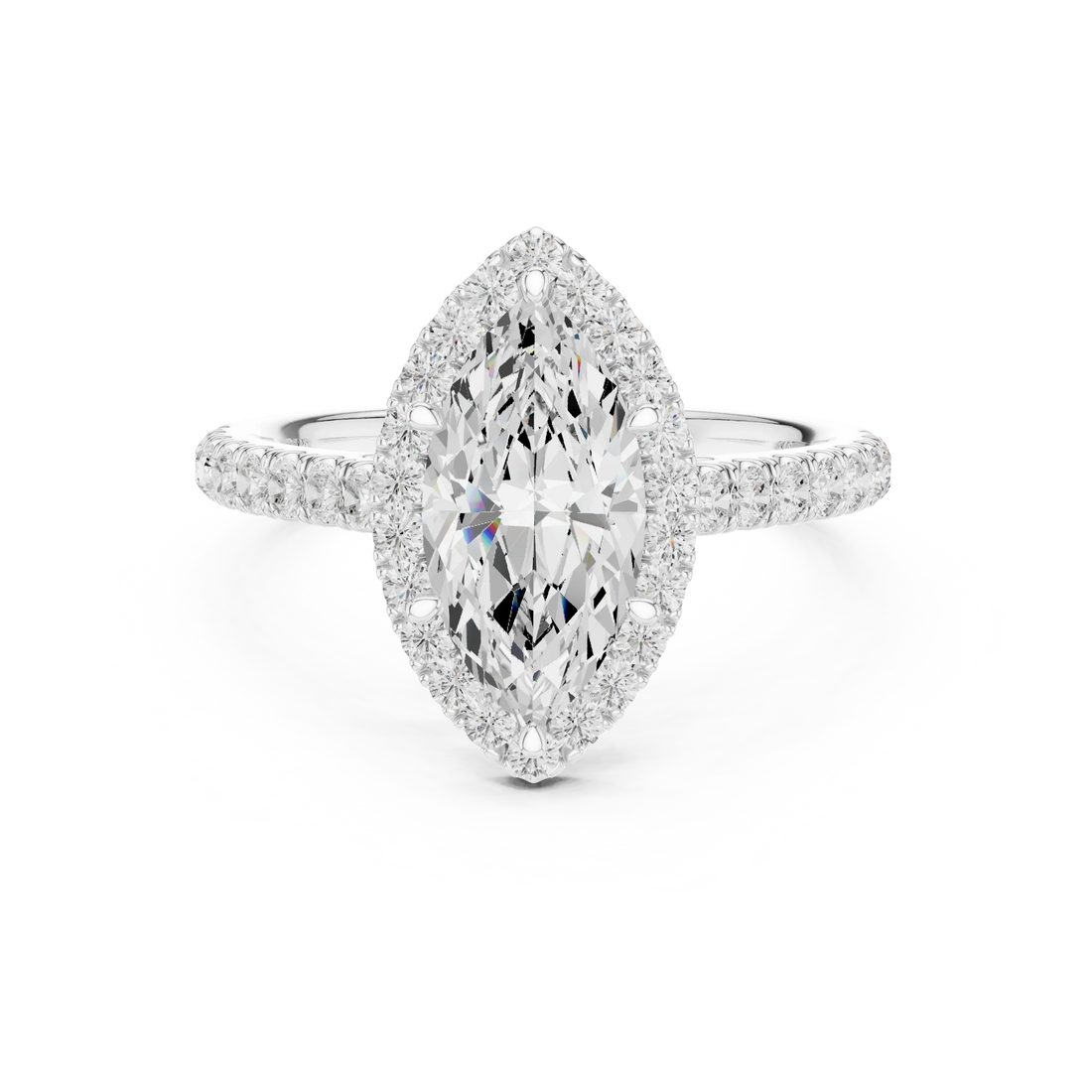Marquise Shape Diamond Halo Engagement Ring
