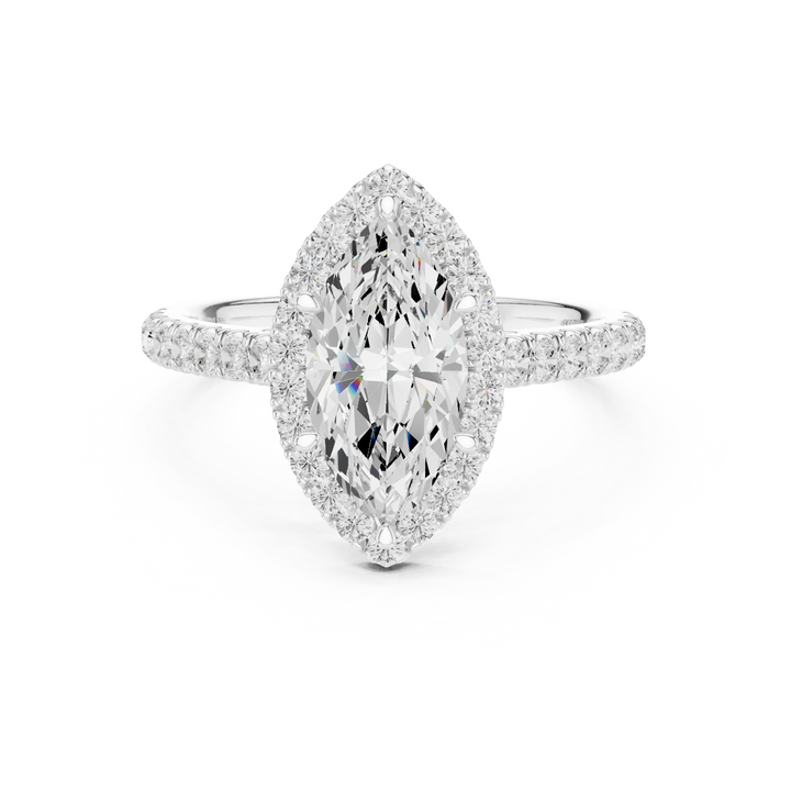 Marquise Shape Diamond Halo Engagement Ring