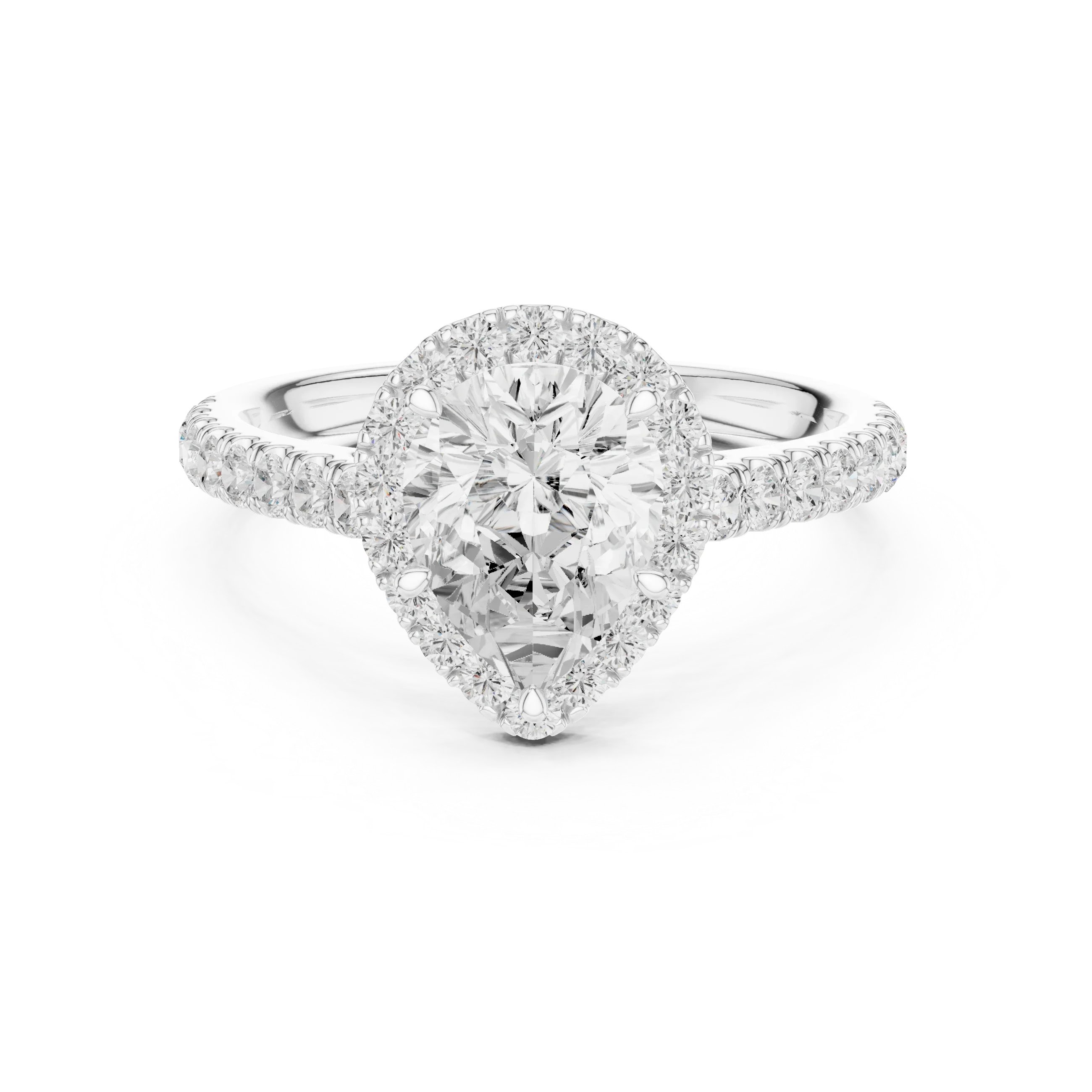 Pear Shape Diamond Halo Engagement Ring