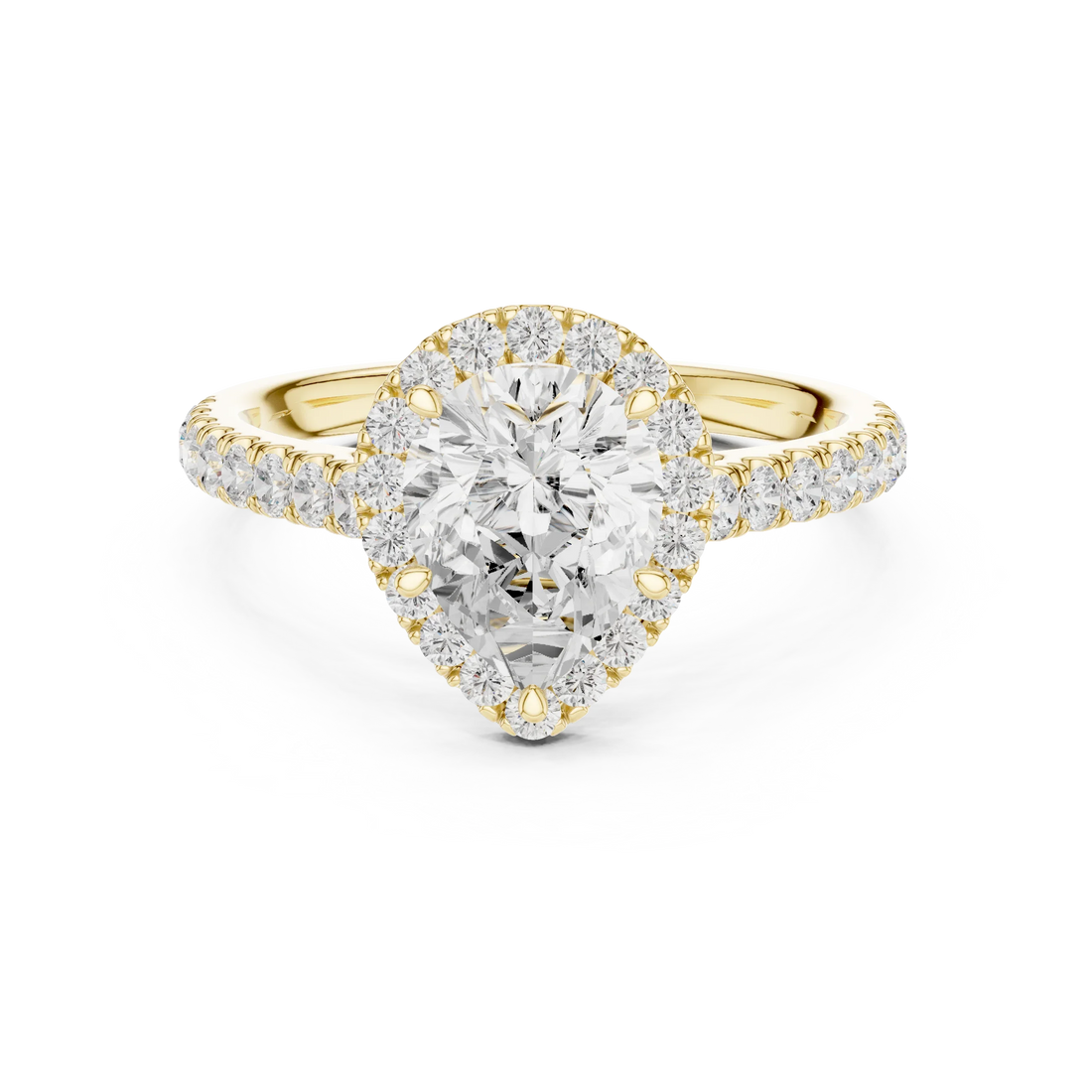 Pear Shape Diamond Halo Engagement Ring