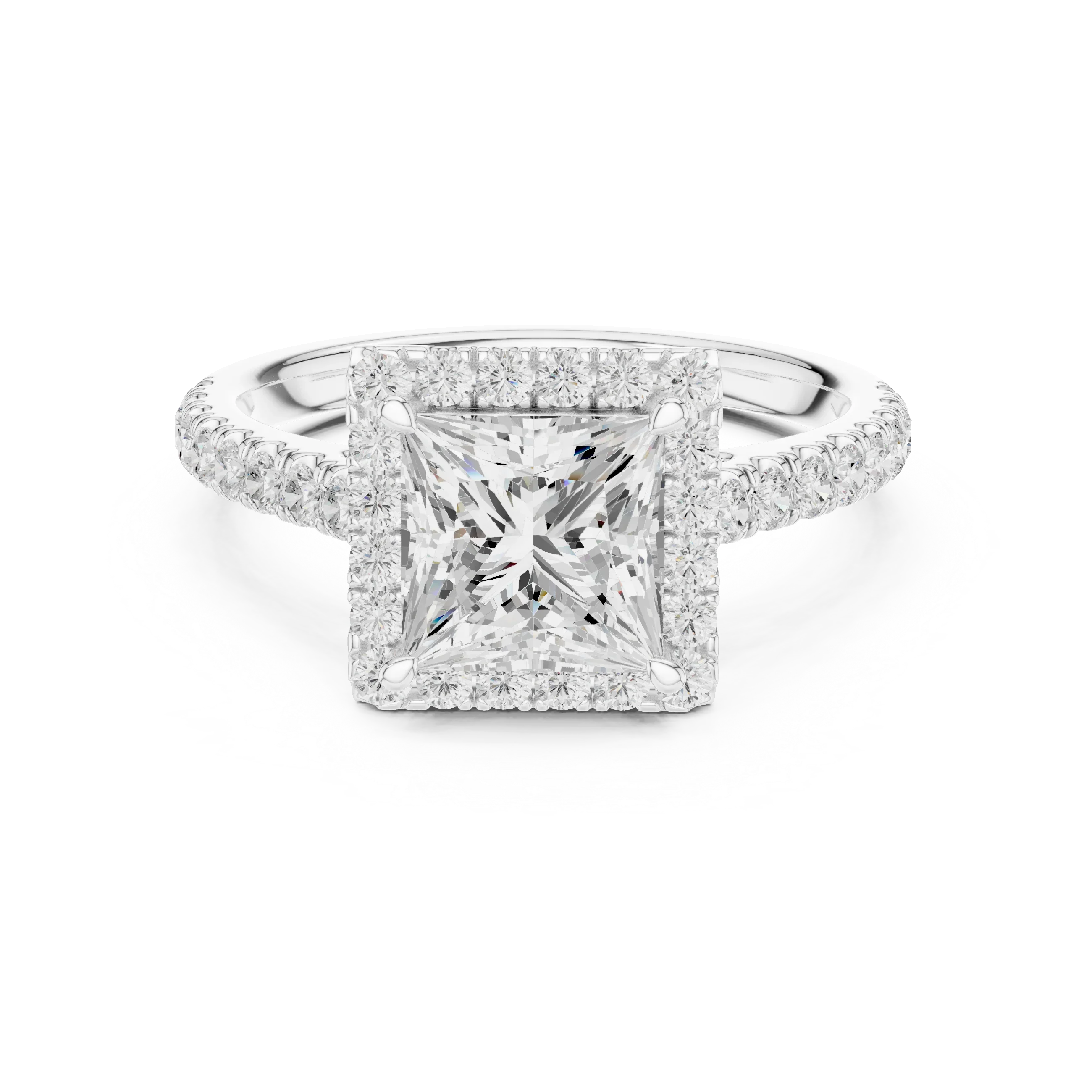 Princess Shape Diamond Halo Engagement Ring