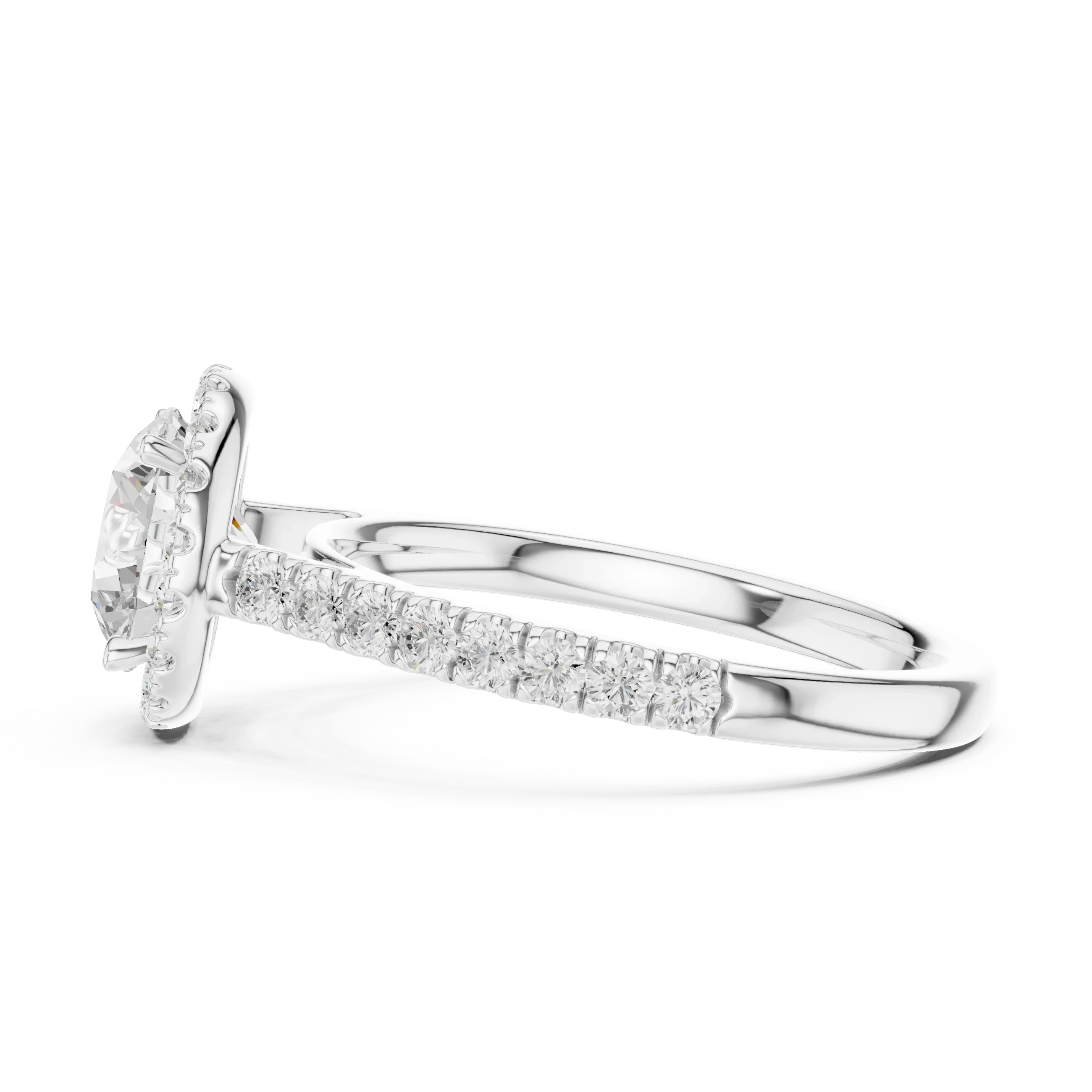 Round Shape Diamond Halo Engagement Ring