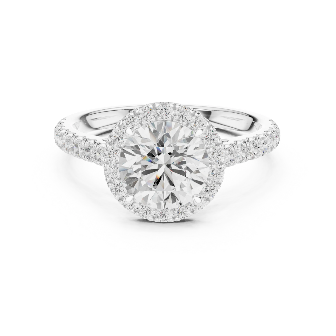 Round Shape Diamond Halo Engagement Ring