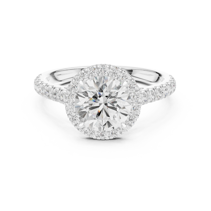 Round Shape Diamond Halo Engagement Ring