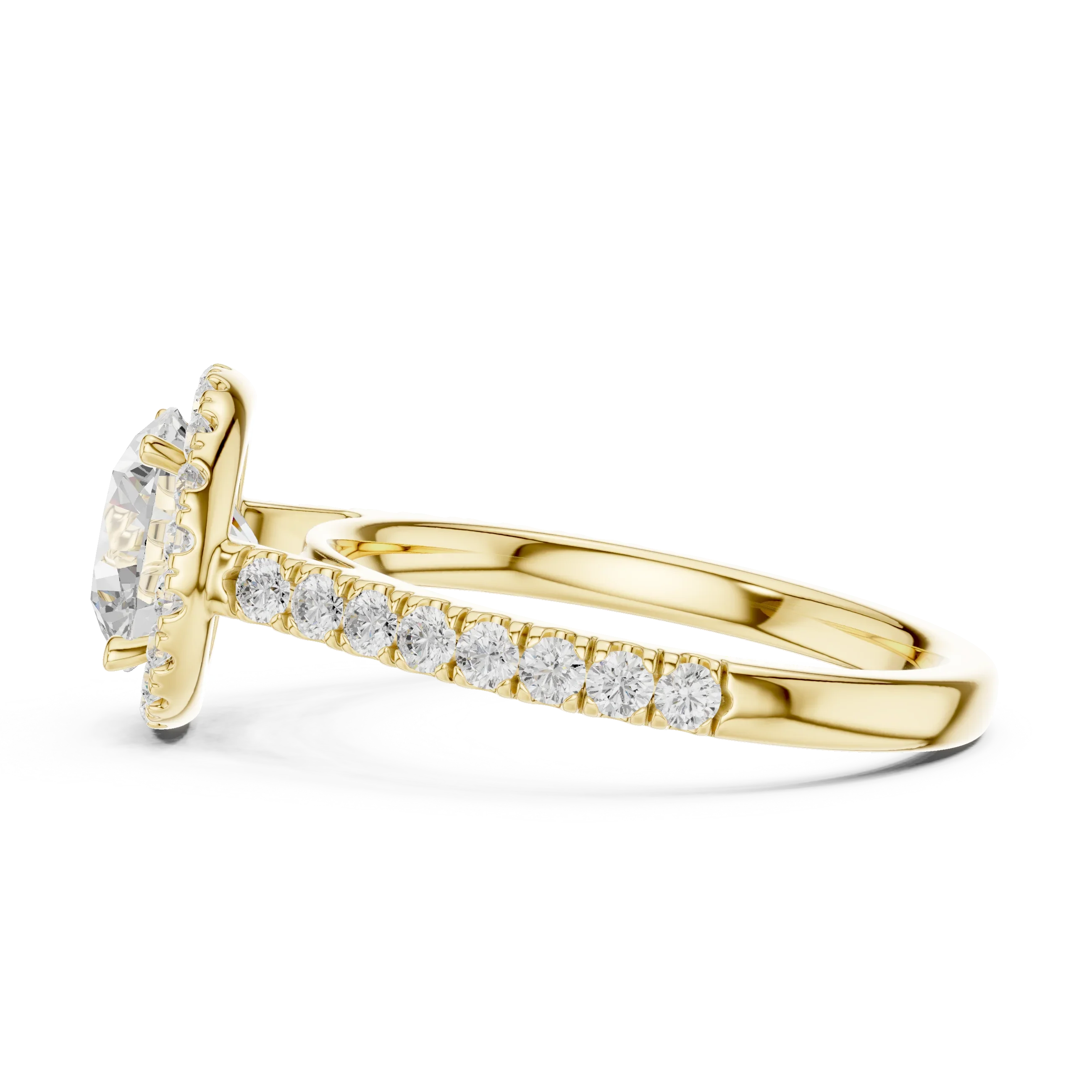 Round Shape Diamond Halo Engagement Ring