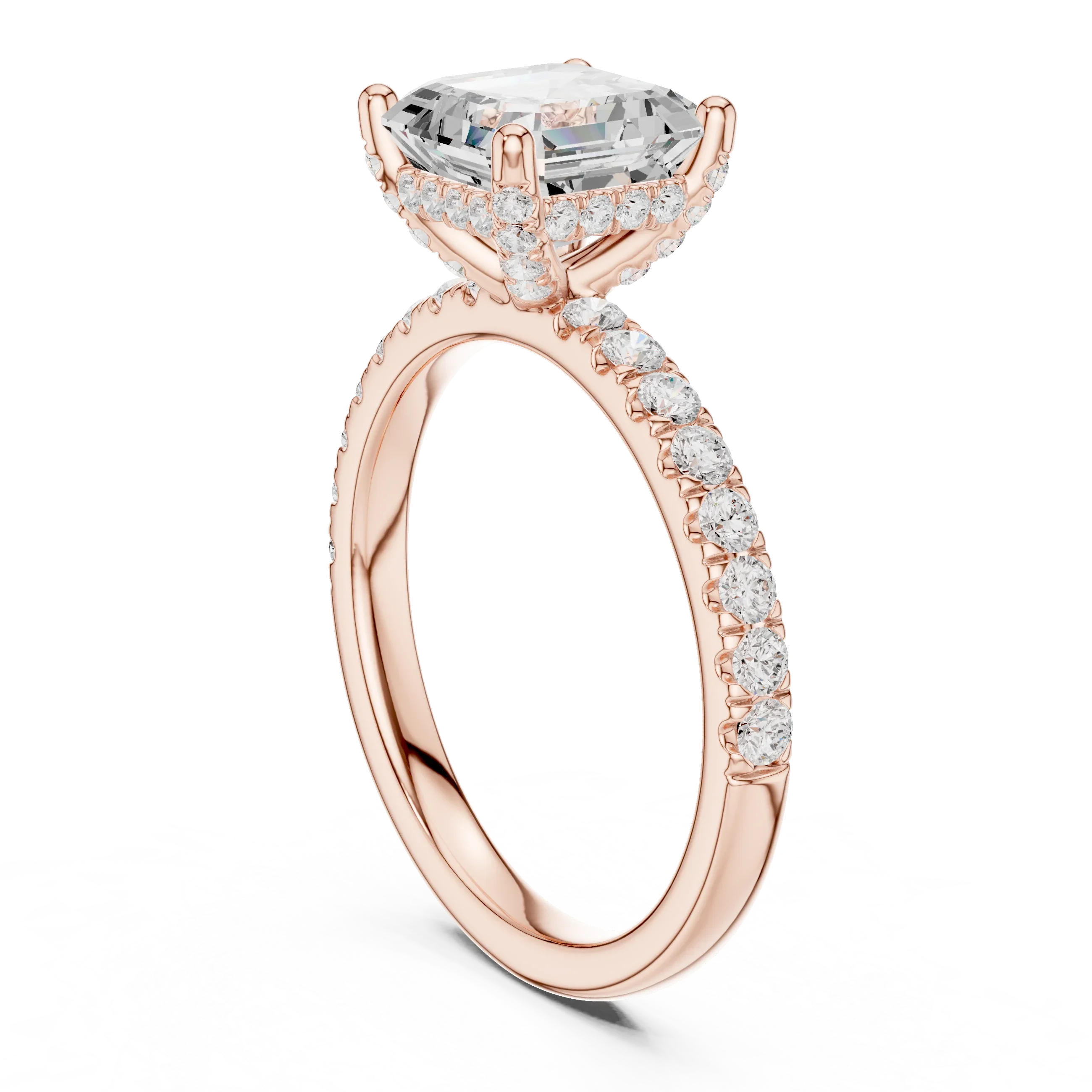Asscher Diamond Engagement Ring With Pave Band