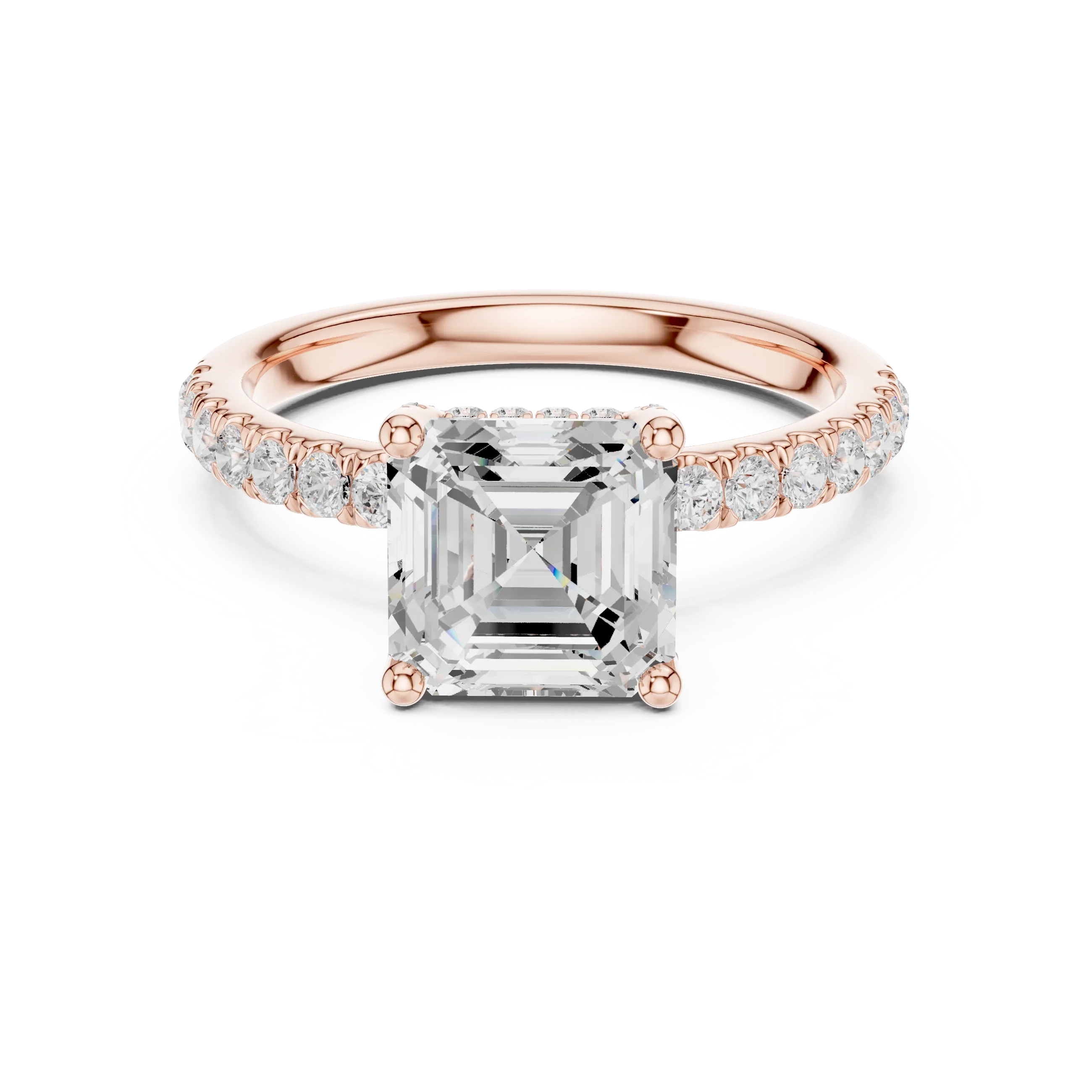 Asscher Diamond Engagement Ring With Pave Band