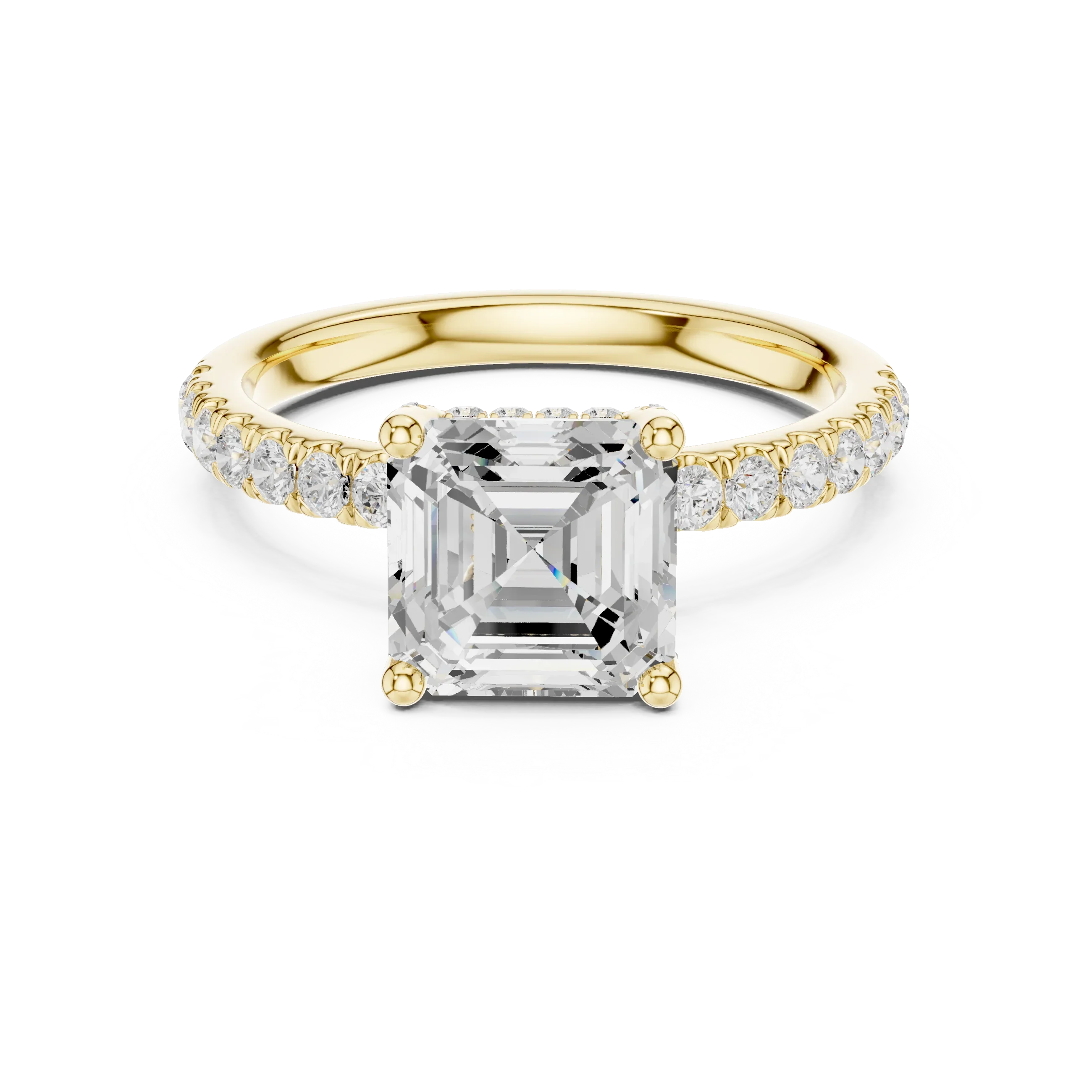 Asscher Diamond Engagement Ring With Pave Band