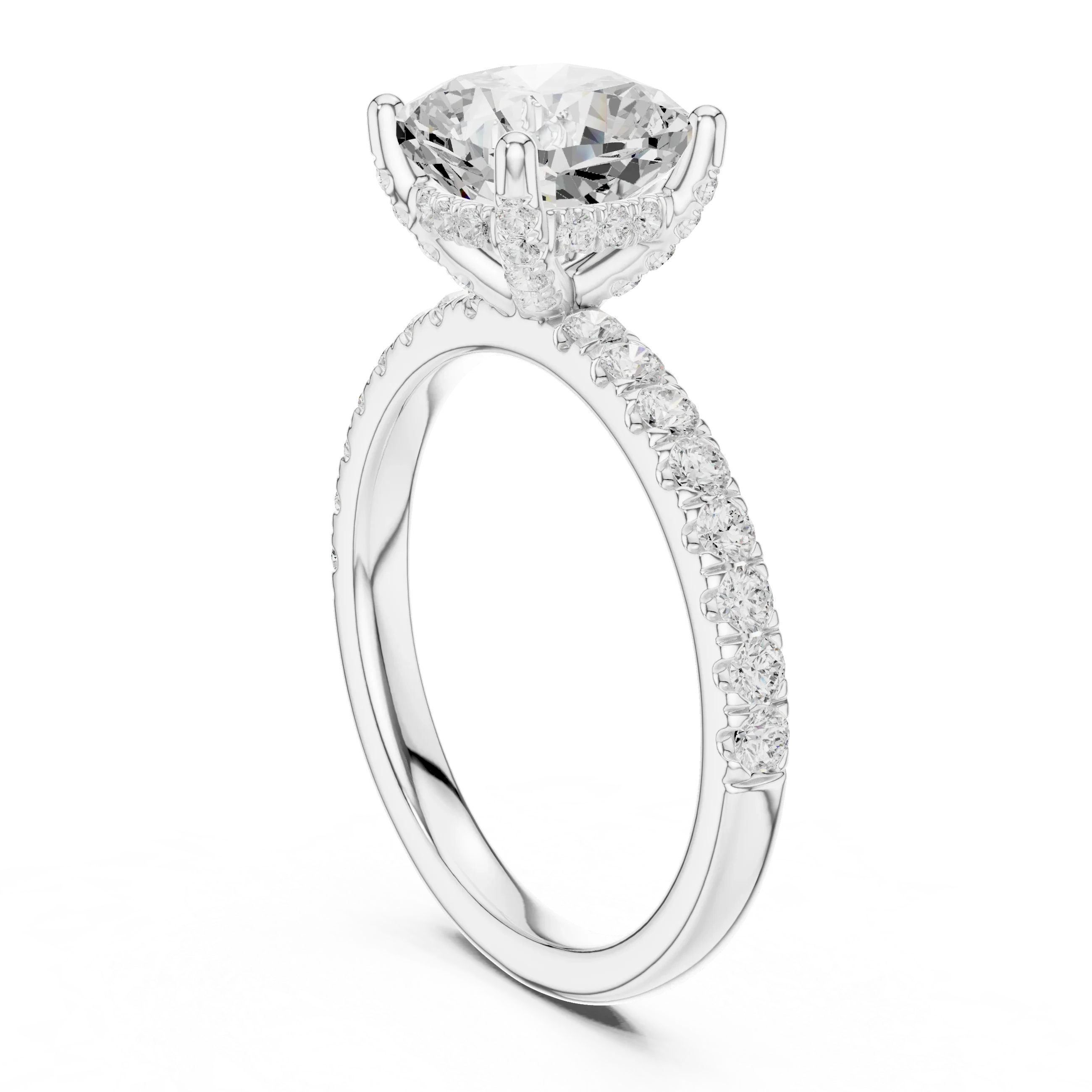 Cushion Diamond Engagement Ring With Pave Band
