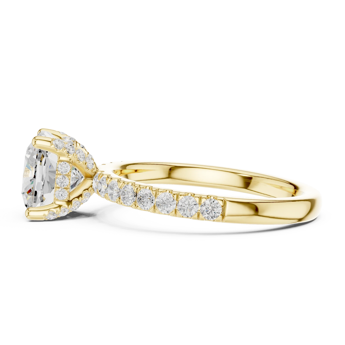 Cushion Diamond Engagement Ring With Pave Band