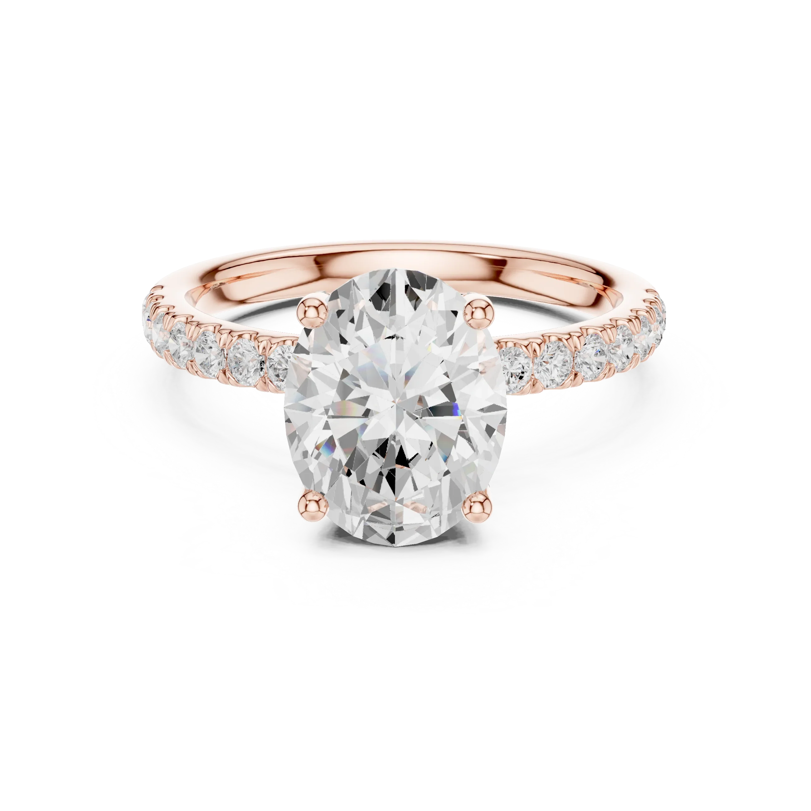 Oval Diamond Engagement Ring With Pave Band