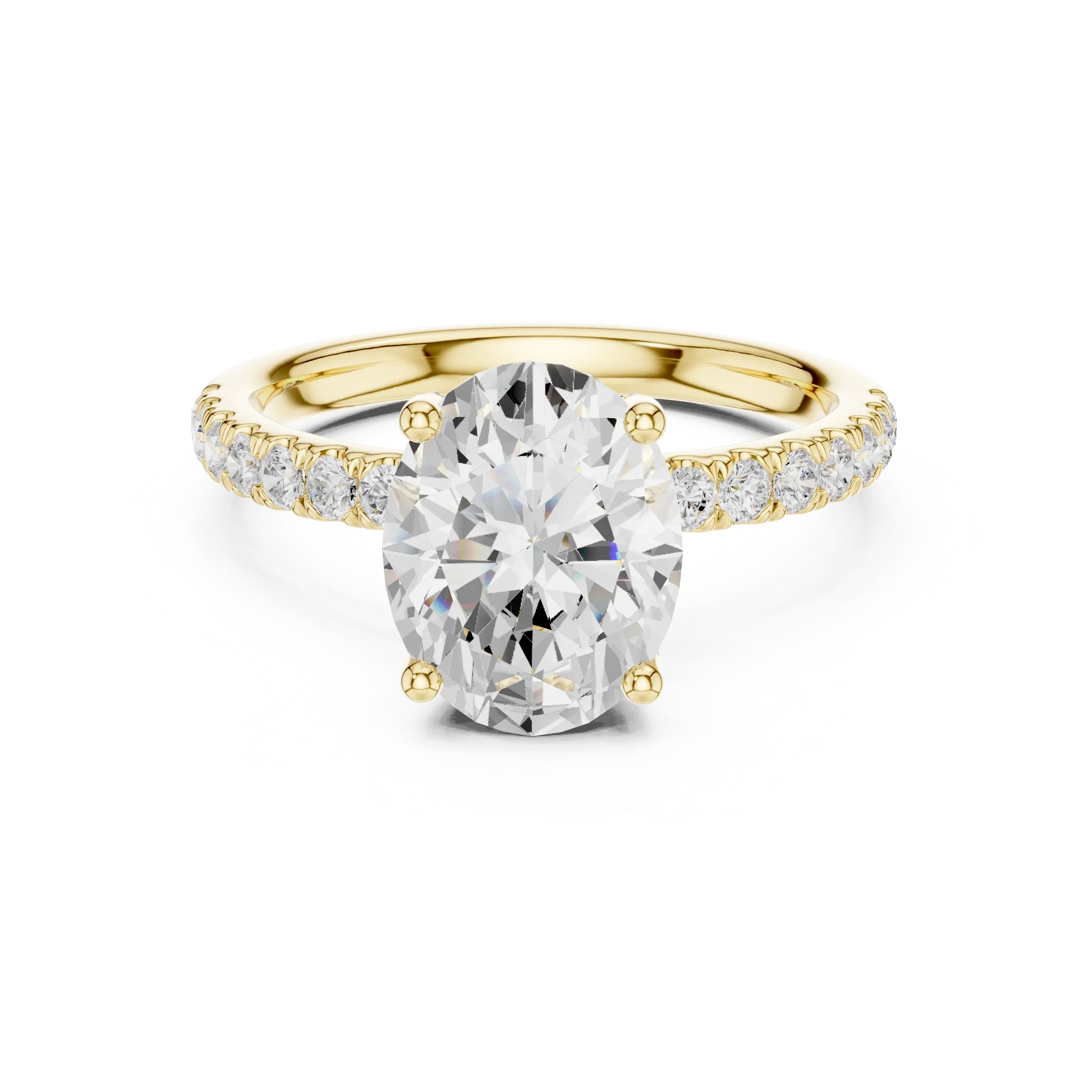 Oval Diamond Engagement Ring With Pave Band