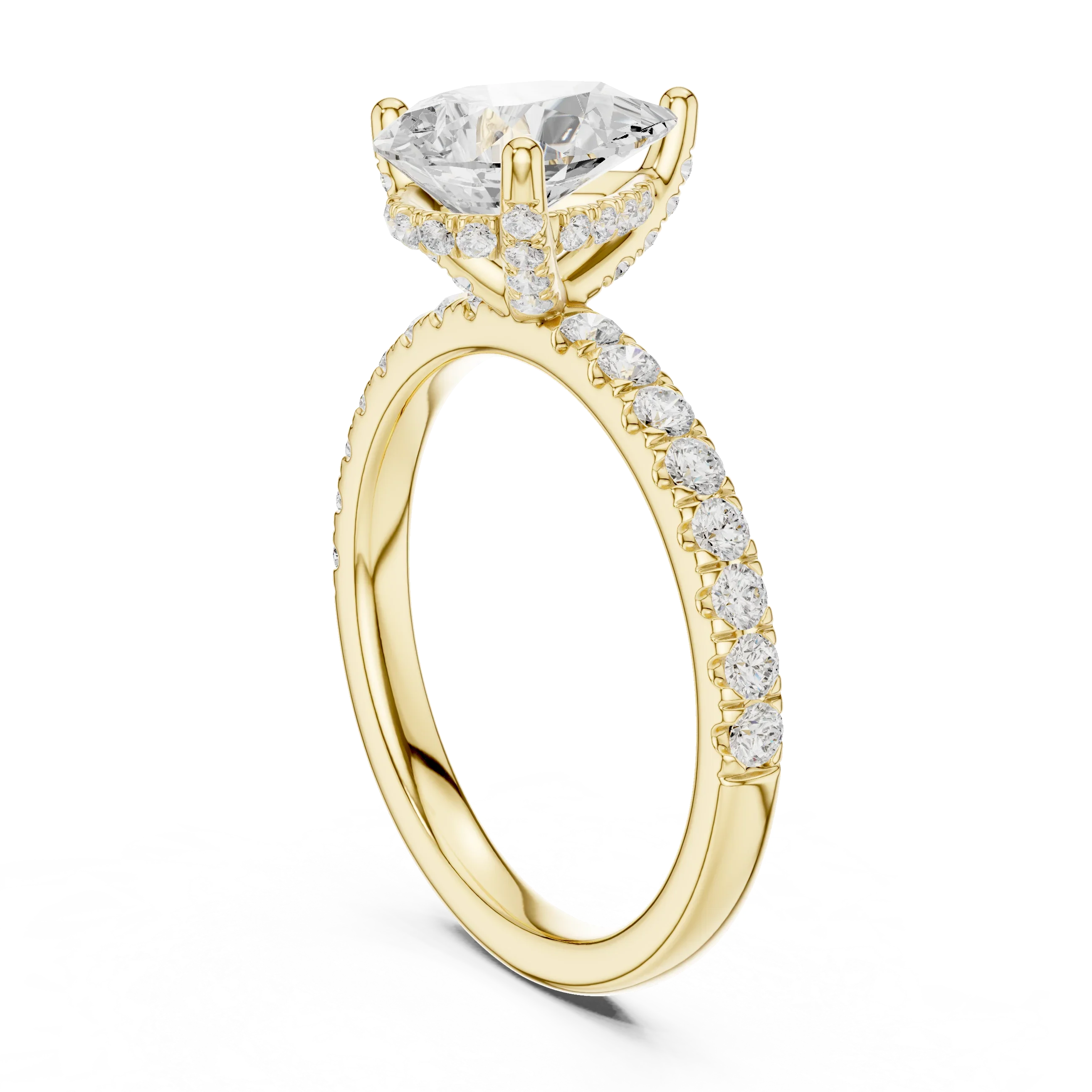 Pear Diamond Engagement Ring With Pave Band