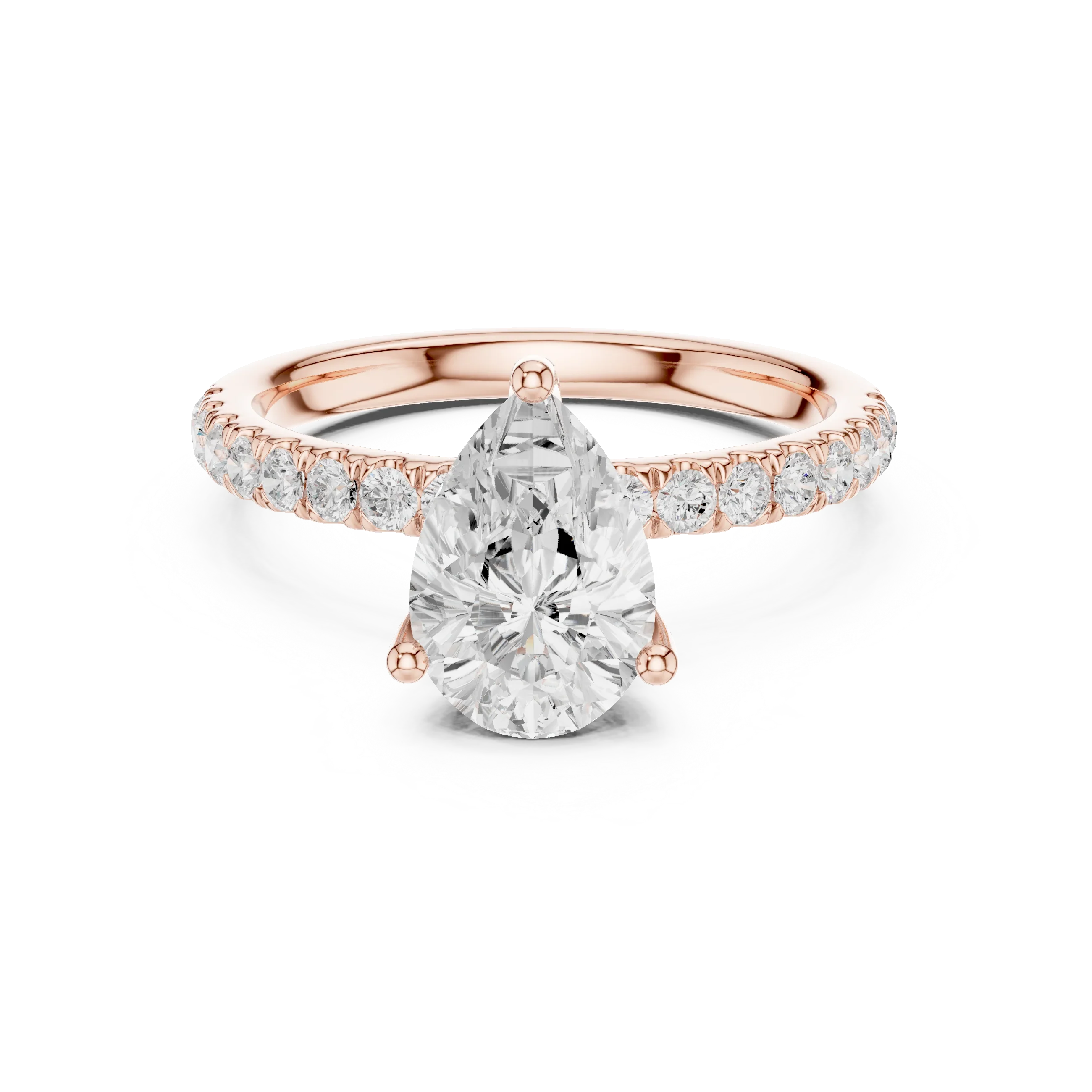 Pear Diamond Engagement Ring With Pave Band