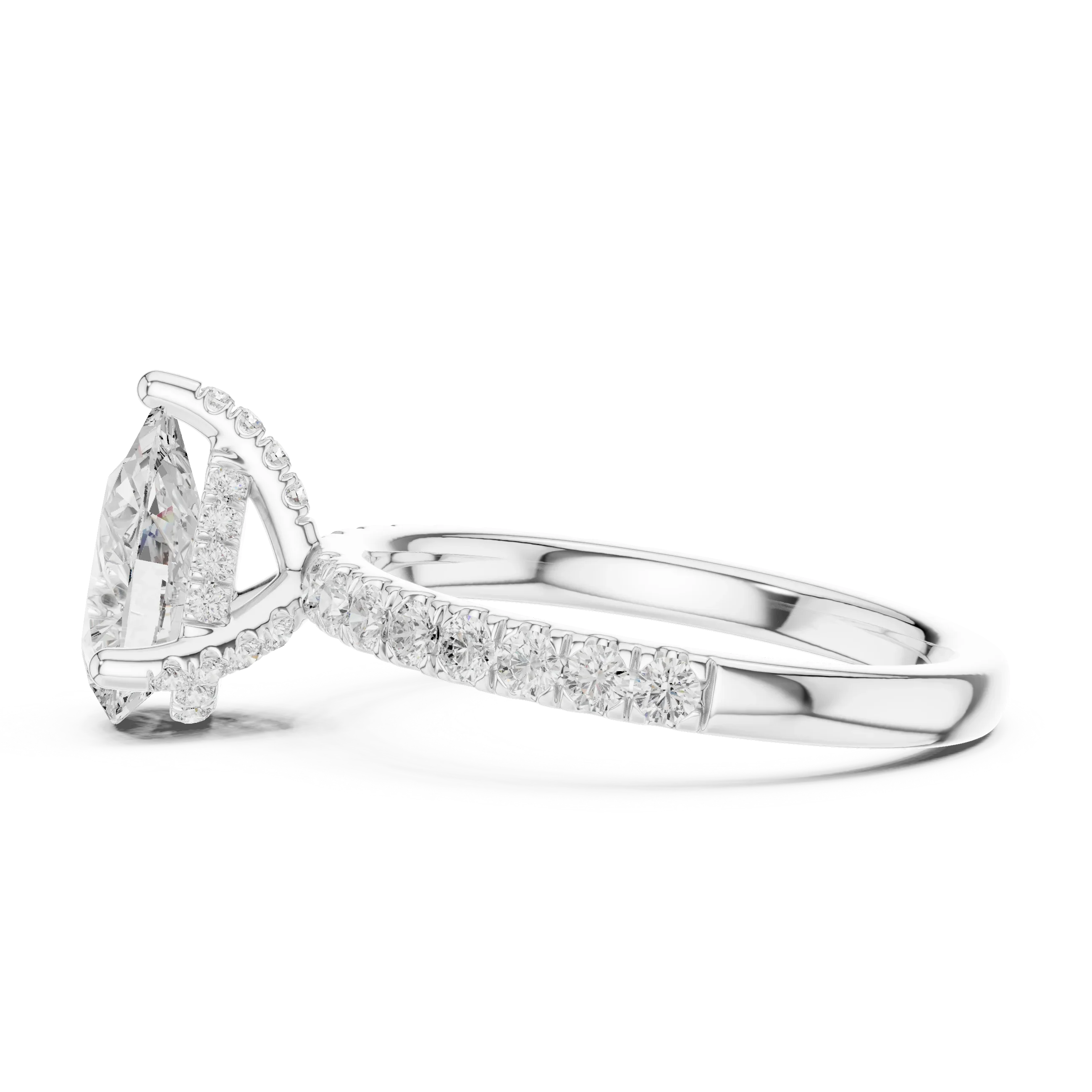 Pear Diamond Engagement Ring With Pave Band